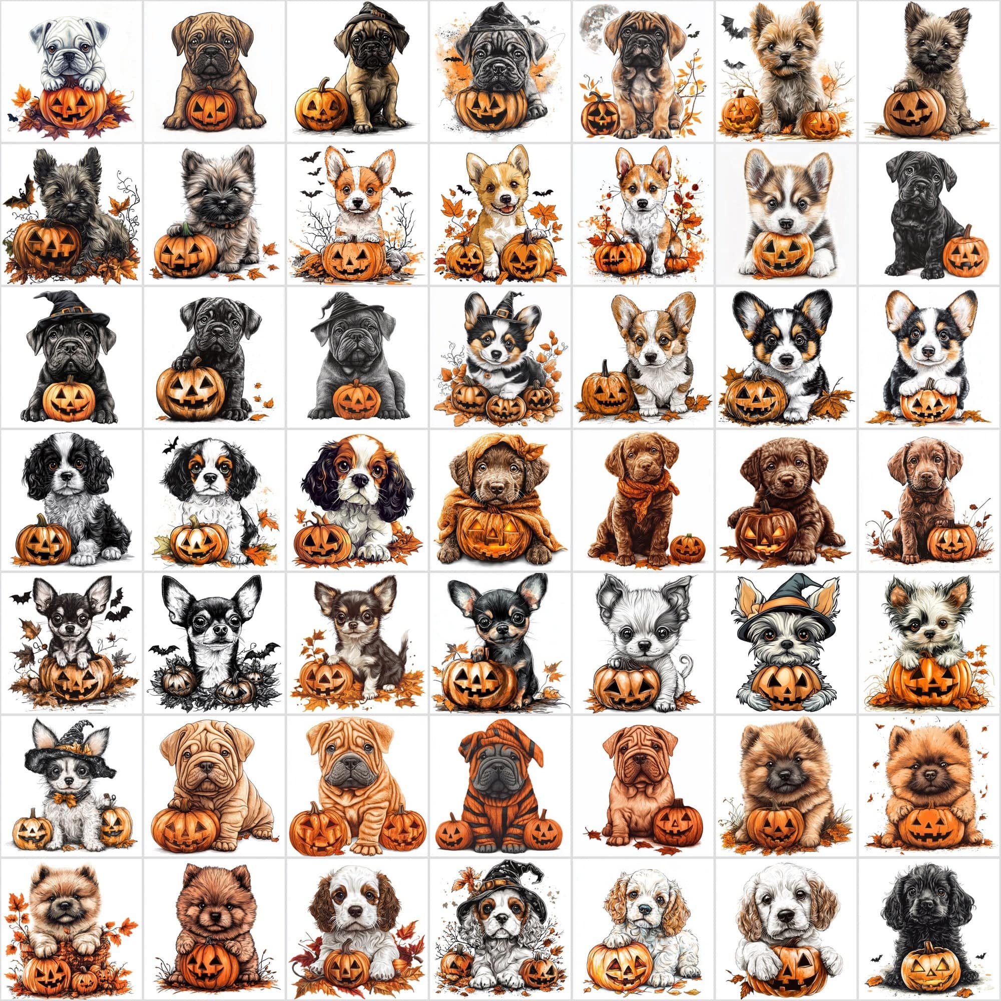 1,095 Halloween Pet Images | 550 Dogs + 545 Cats Digital Download Sumobundle