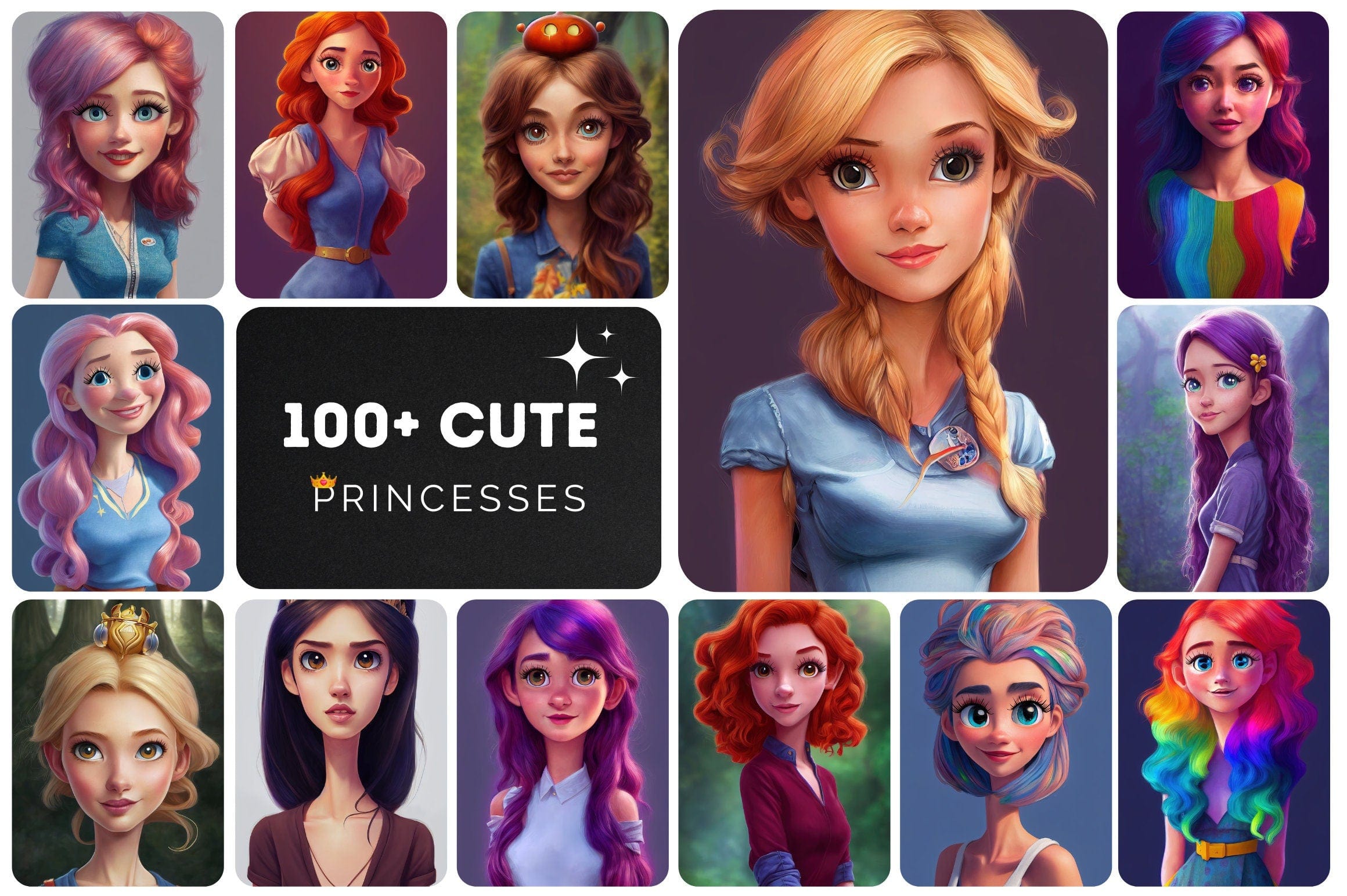 100+ MEGA BUNDLE Princess Printable Clipart, Girl clipart, Princess Digital Clipart, Princess Birthday - Commercial License Digital Download Sumobundle