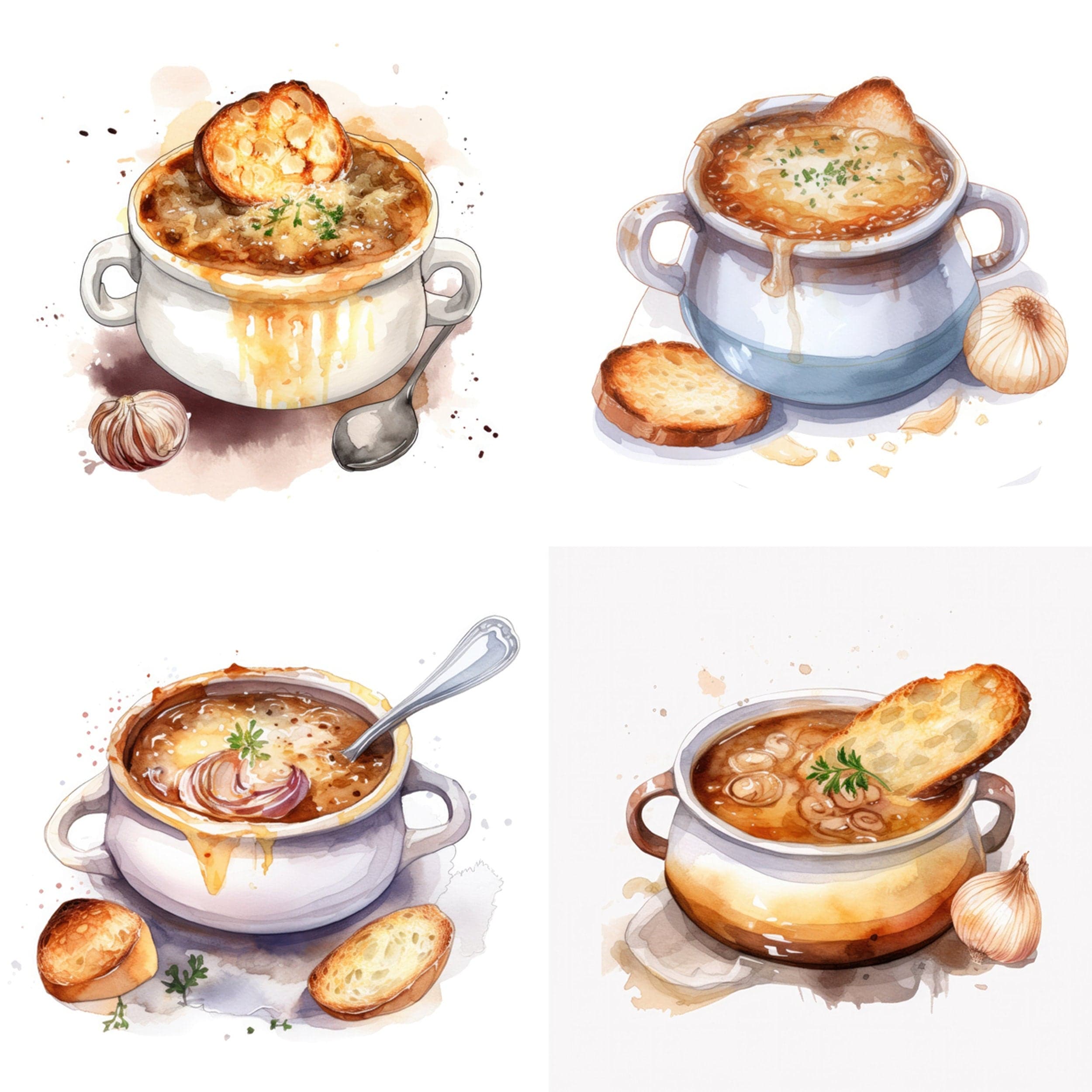 100 Transparent Exquisite French Cuisine Watercolor Images Bundle - Digital Download for Instant Art, Scrapbooking, and DIY Projects Digital Download Sumobundle