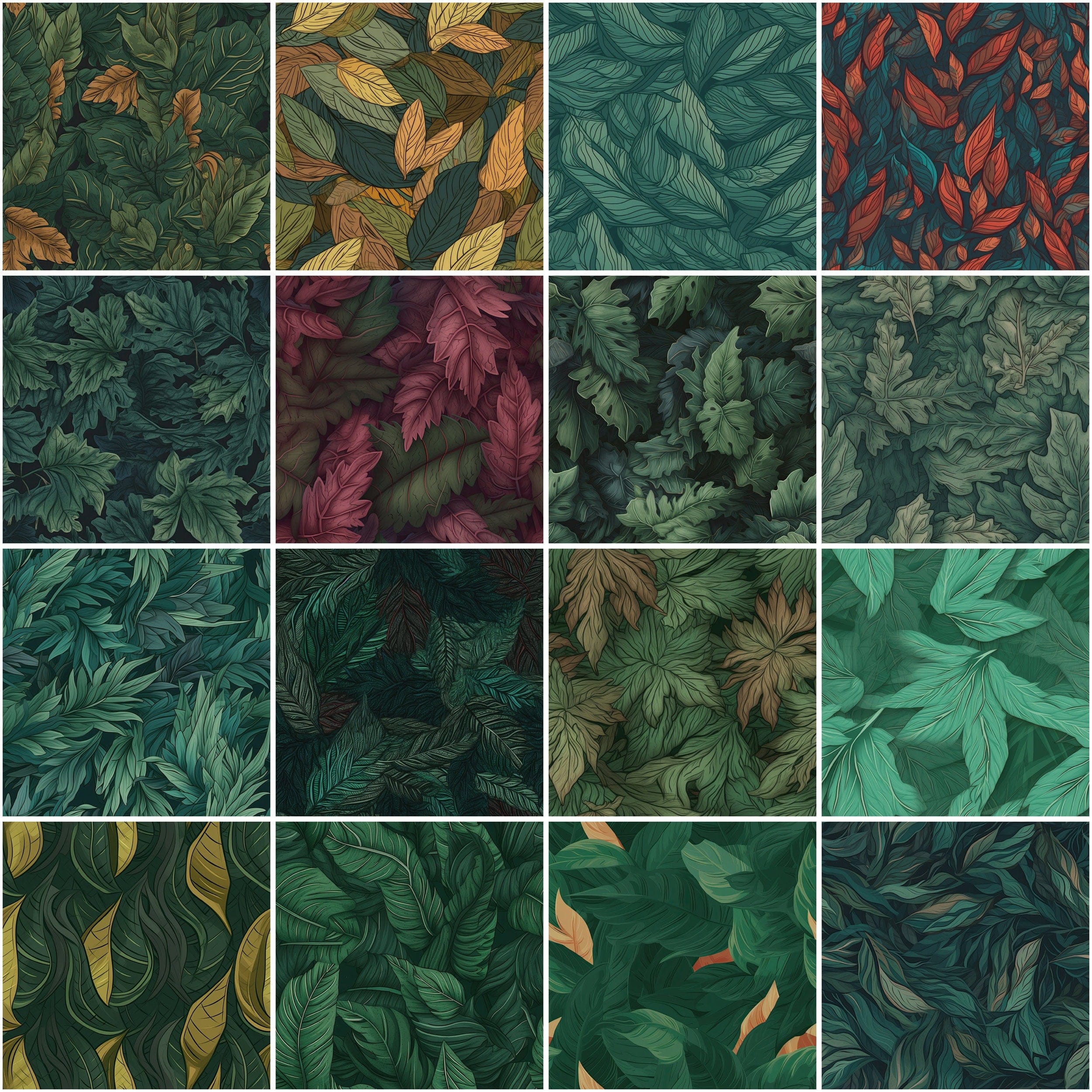 110 Foliage & Leaves Seamless Patterns Bundle - Digital Download for Design Projects, Scrapbooking, Wrapping, Invitations - Commercial use Digital Download Sumobundle