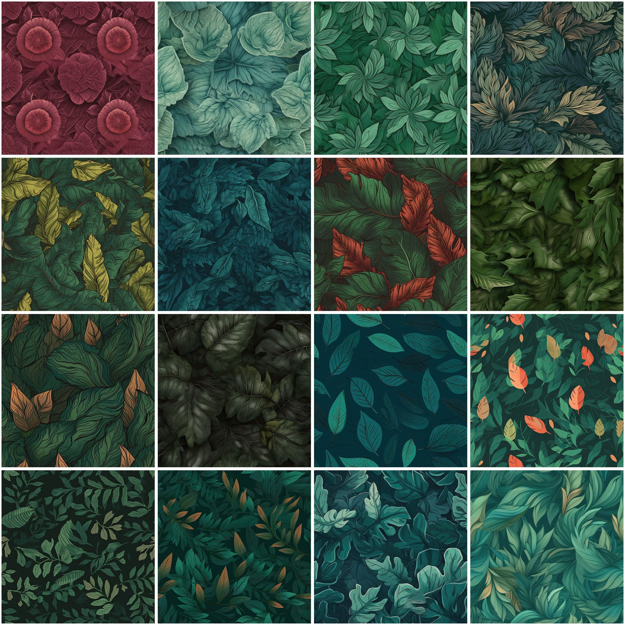 110 Foliage & Leaves Seamless Patterns Bundle - Digital Download for Design Projects, Scrapbooking, Wrapping, Invitations - Commercial use Digital Download Sumobundle