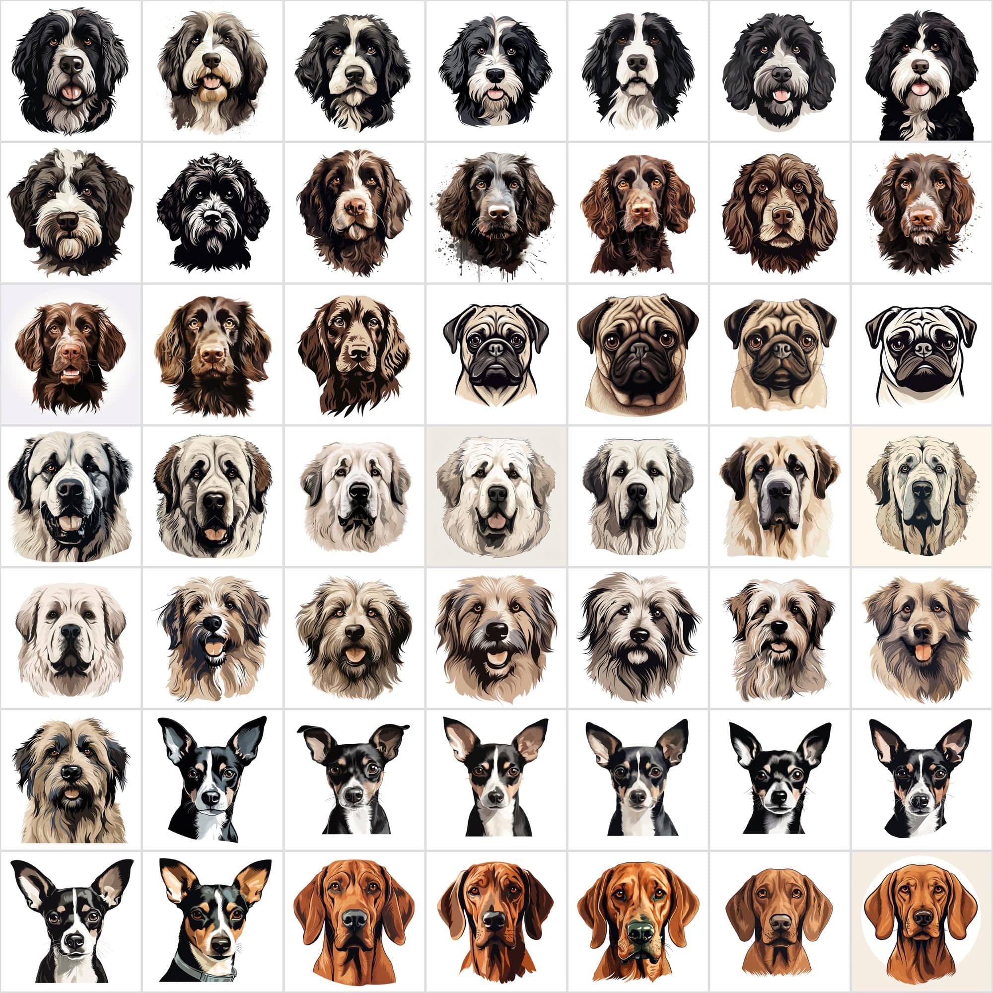 1180 Premium Dog Breed Images: High-Resolution, Transparent & White Background, Commercial License - Perfect for Designers & Pet Enthusiasts Digital Download Sumobundle