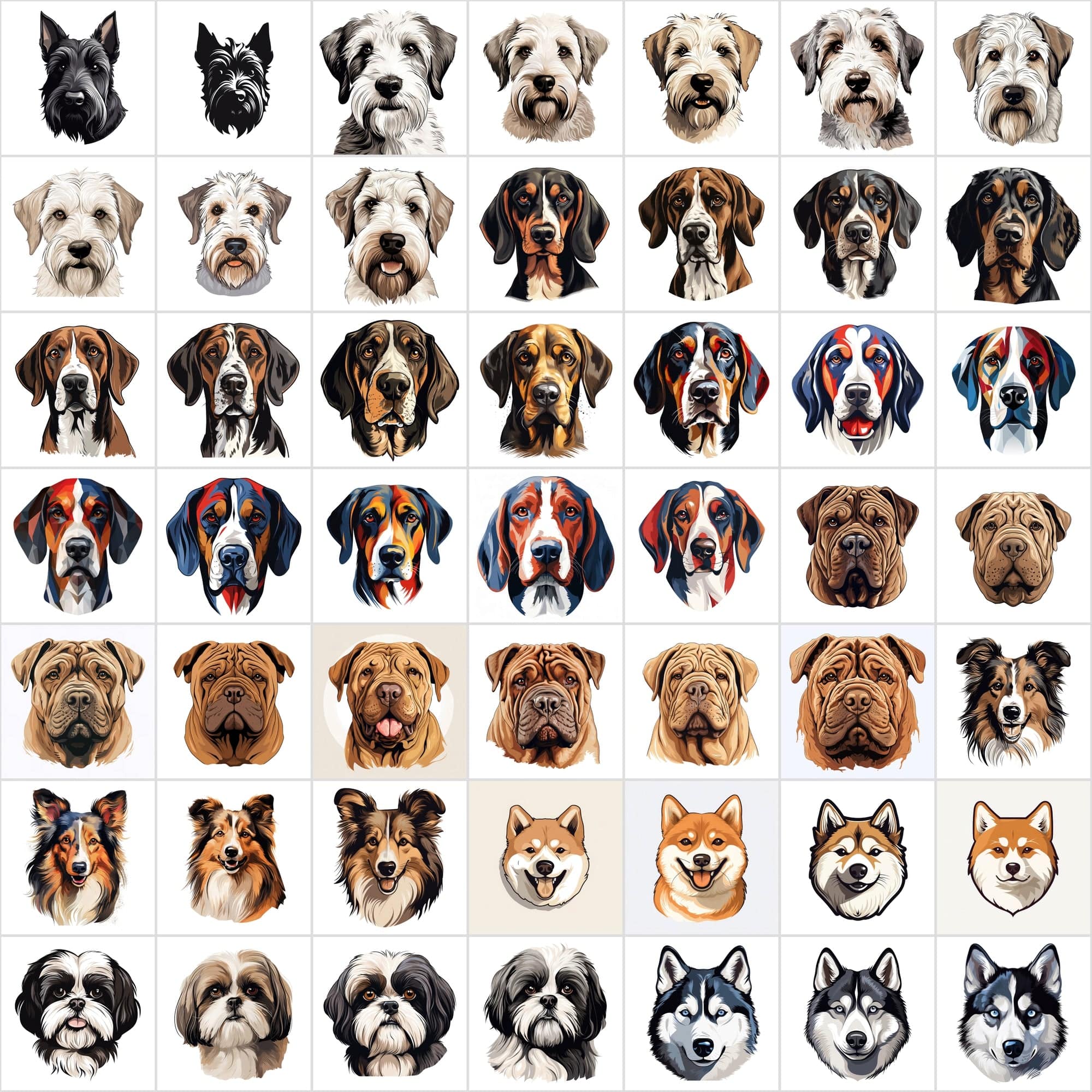 1180 Premium Dog Breed Images: High-Resolution, Transparent & White Background, Commercial License - Perfect for Designers & Pet Enthusiasts Digital Download Sumobundle