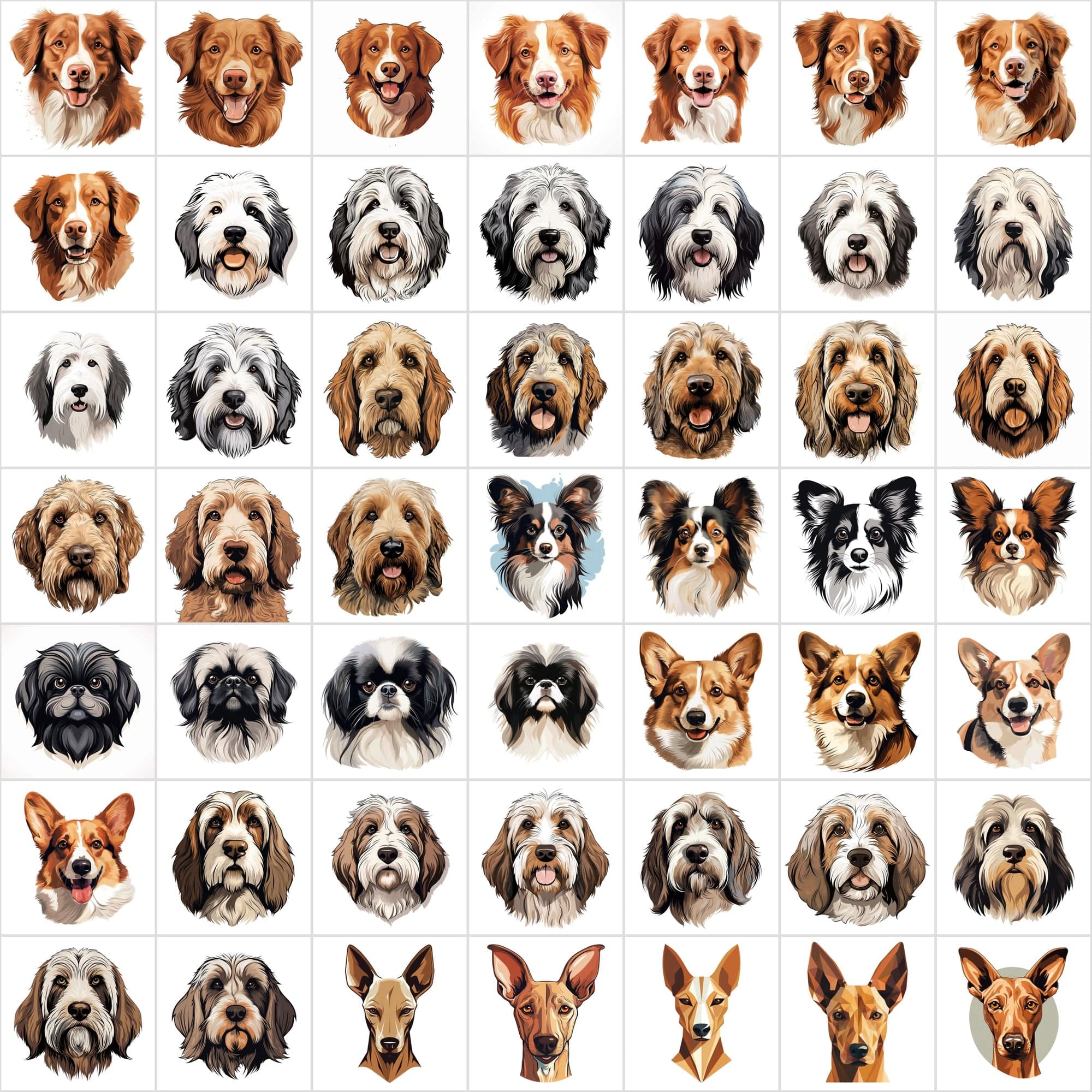 1180 Premium Dog Breed Images: High-Resolution, Transparent & White Background, Commercial License - Perfect for Designers & Pet Enthusiasts Digital Download Sumobundle
