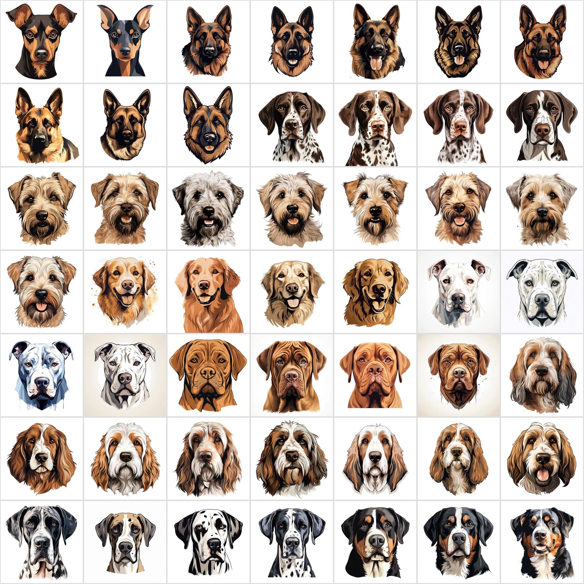1180 Premium Dog Breed Images: High-Resolution, Transparent & White Background, Commercial License - Perfect for Designers & Pet Enthusiasts Digital Download Sumobundle