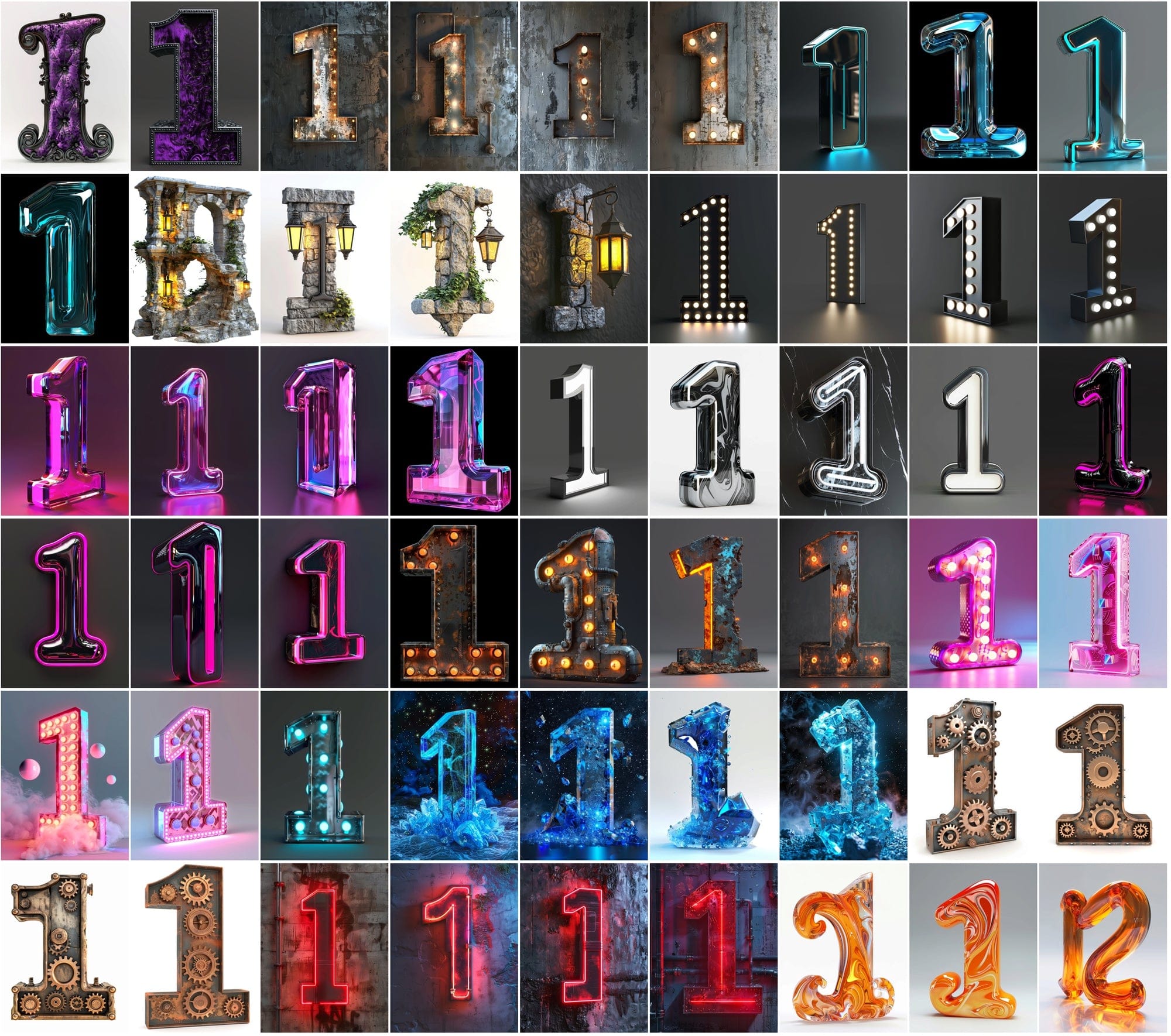 1185 Artistic Numbers Collection: Cyberpunk, Steampunk, and More Digital Download Sumobundle