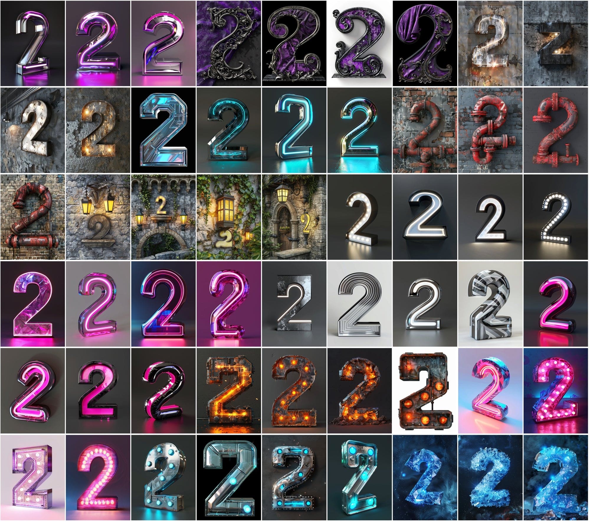 1185 Artistic Numbers Collection: Cyberpunk, Steampunk, and More Digital Download Sumobundle