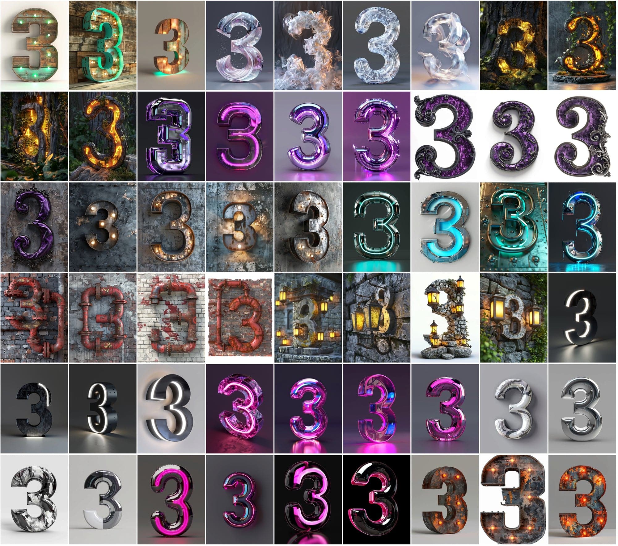 1185 Artistic Numbers Collection: Cyberpunk, Steampunk, and More Digital Download Sumobundle