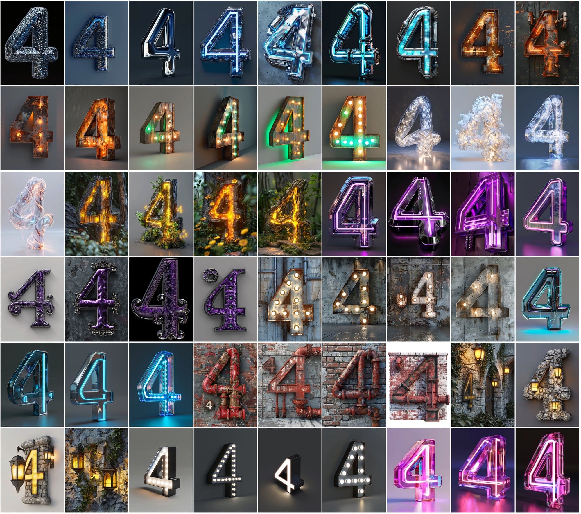 1185 Artistic Numbers Collection: Cyberpunk, Steampunk, and More Digital Download Sumobundle