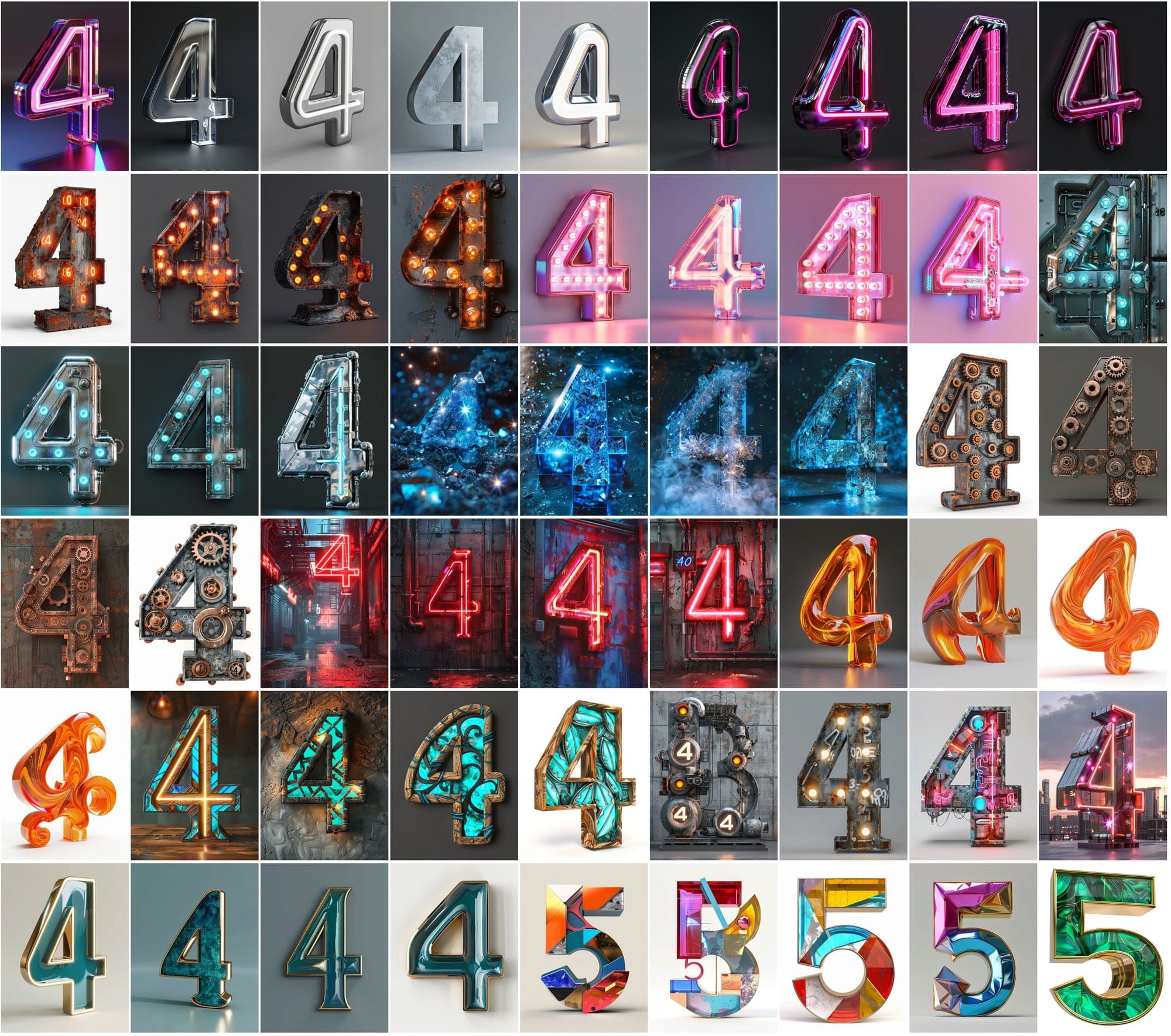1185 Artistic Numbers Collection: Cyberpunk, Steampunk, and More Digital Download Sumobundle