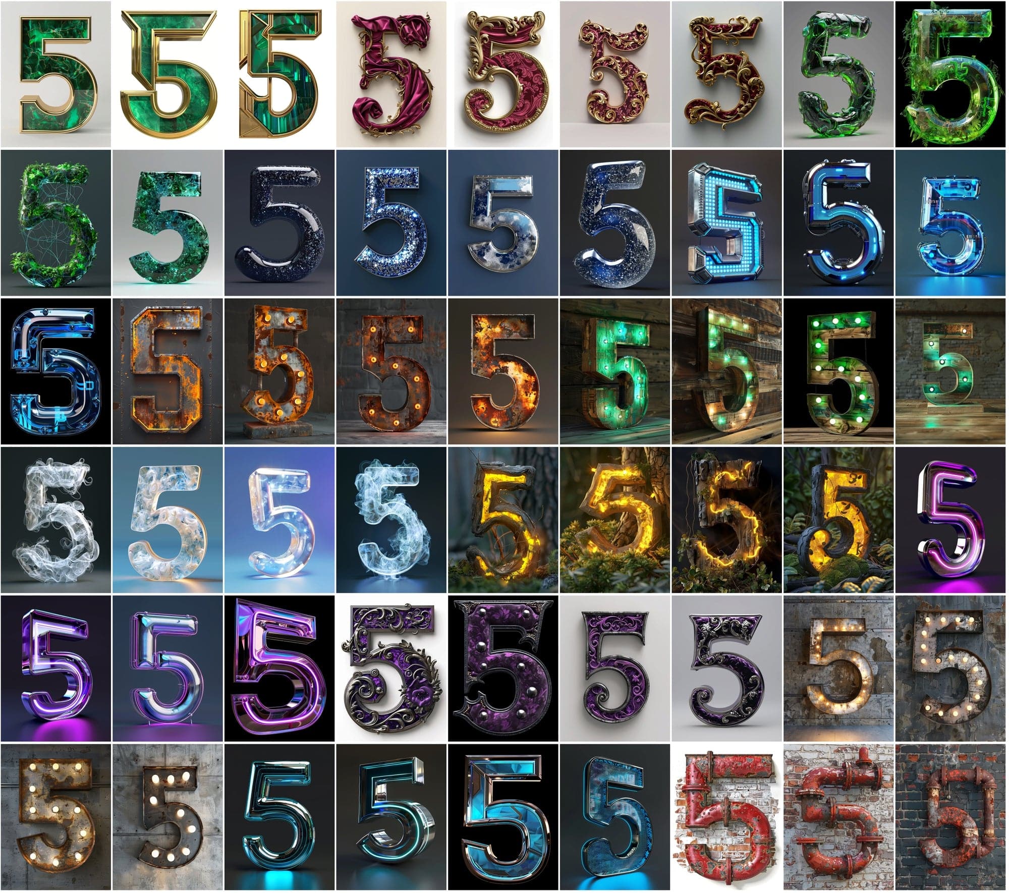 1185 Artistic Numbers Collection: Cyberpunk, Steampunk, and More Digital Download Sumobundle