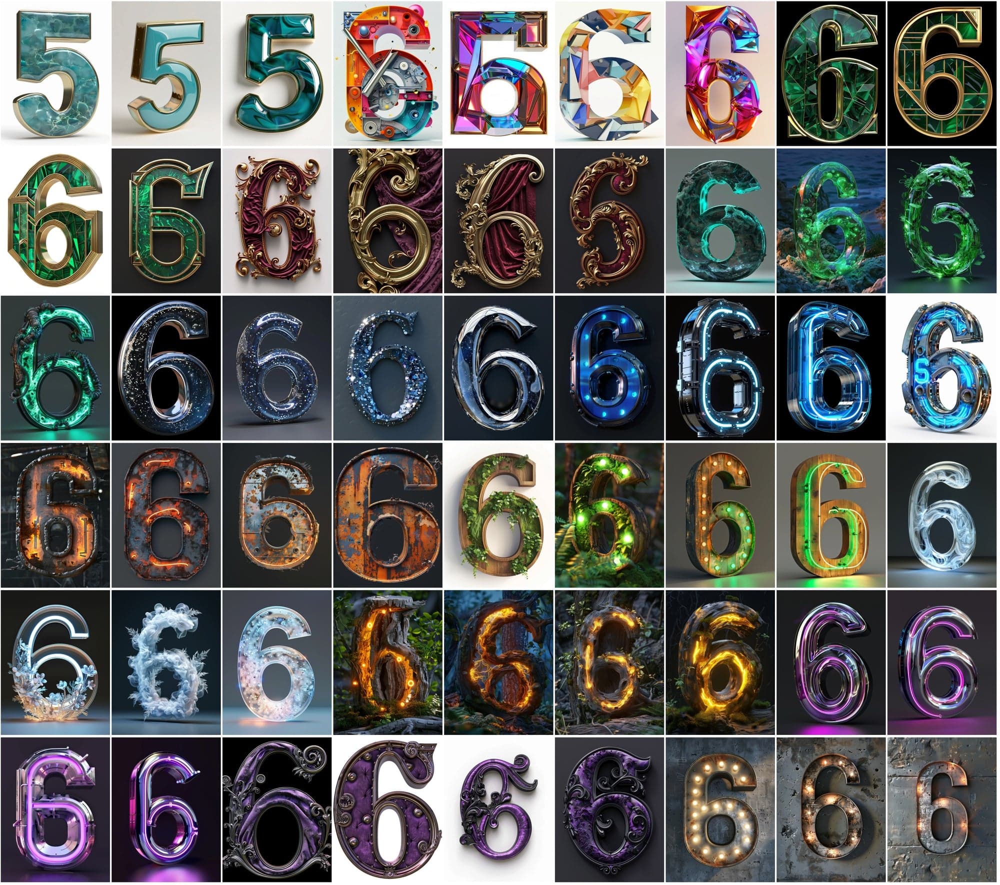 1185 Artistic Numbers Collection: Cyberpunk, Steampunk, and More Digital Download Sumobundle