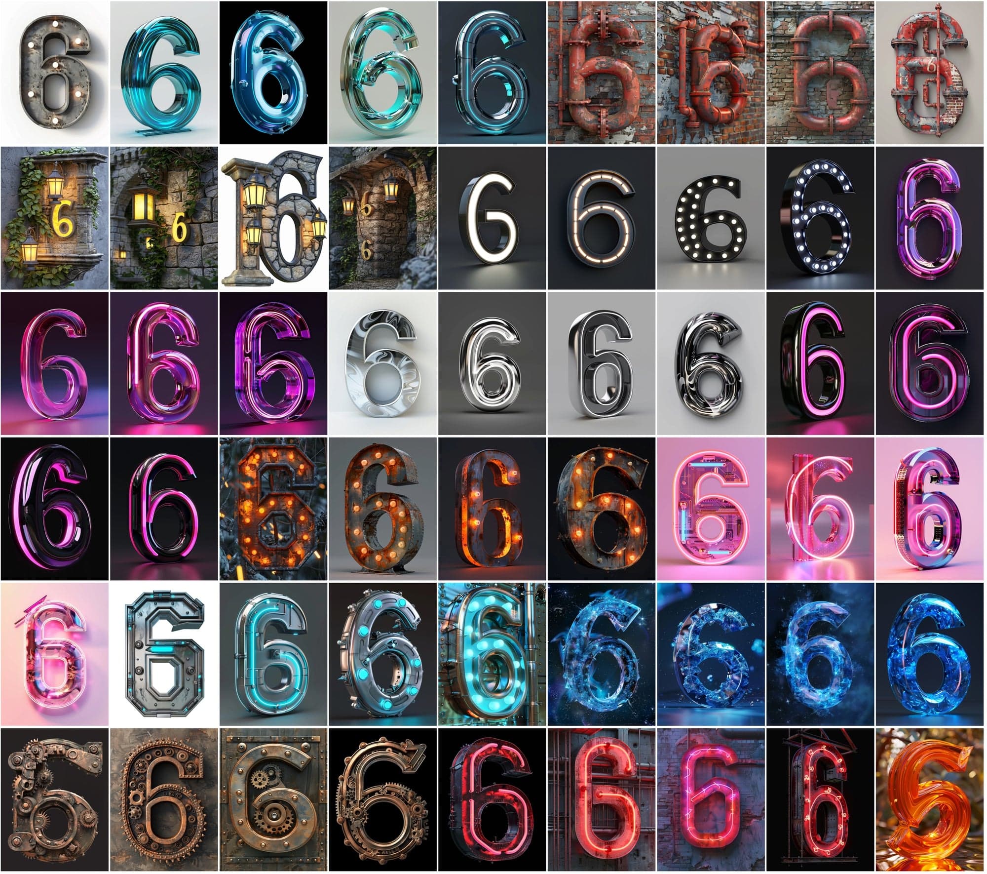 1185 Artistic Numbers Collection: Cyberpunk, Steampunk, and More Digital Download Sumobundle