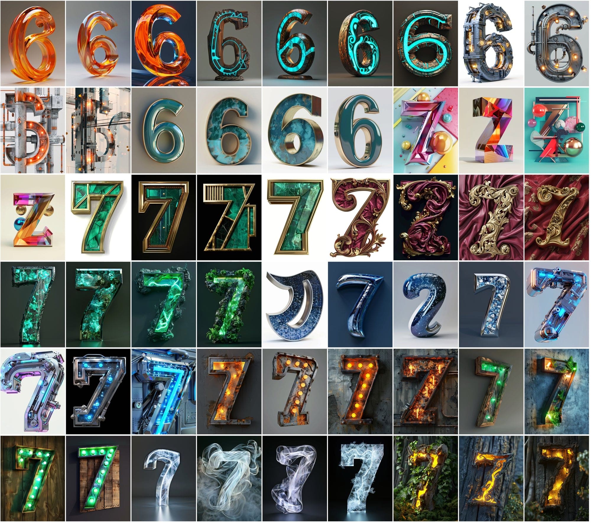 1185 Artistic Numbers Collection: Cyberpunk, Steampunk, and More Digital Download Sumobundle