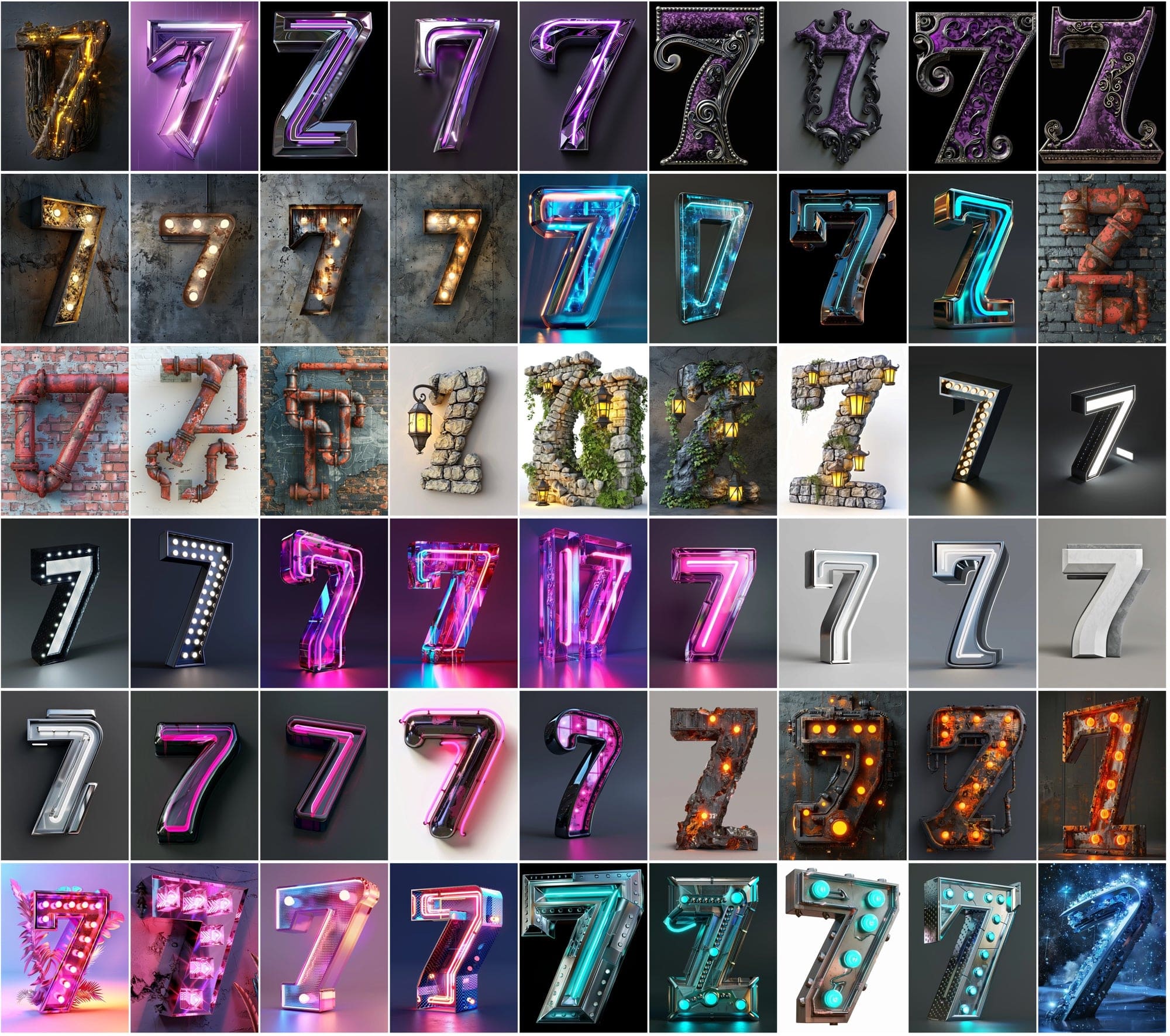 1185 Artistic Numbers Collection: Cyberpunk, Steampunk, and More Digital Download Sumobundle