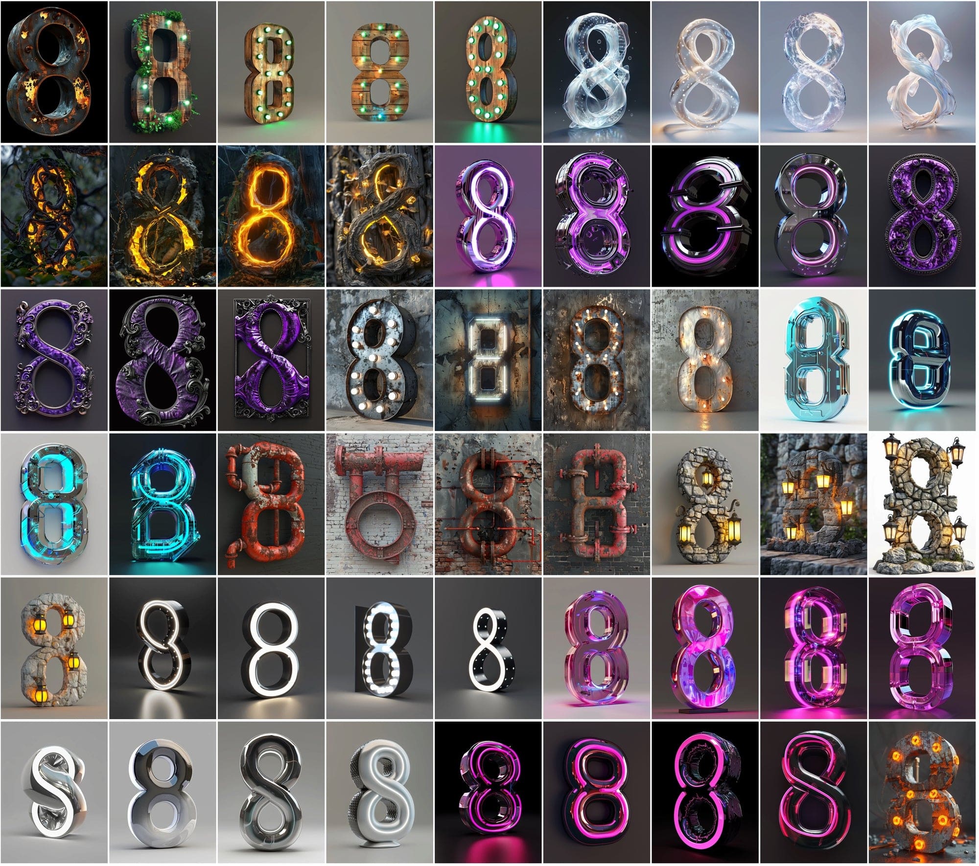 1185 Artistic Numbers Collection: Cyberpunk, Steampunk, and More Digital Download Sumobundle