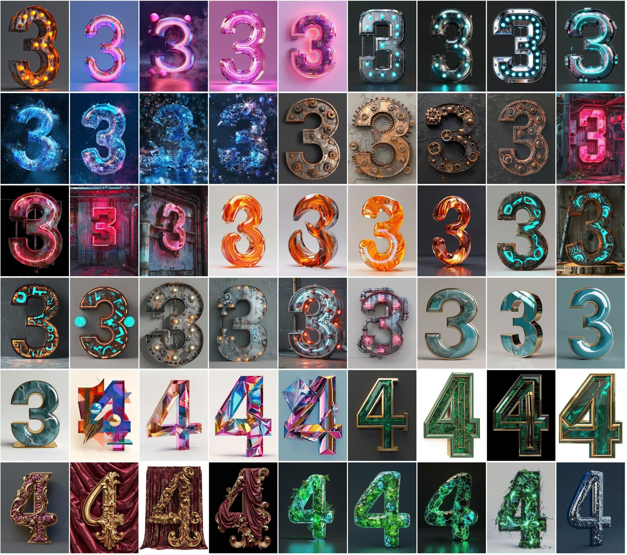 1185 Artistic Numbers Collection: Cyberpunk, Steampunk, and More Digital Download Sumobundle
