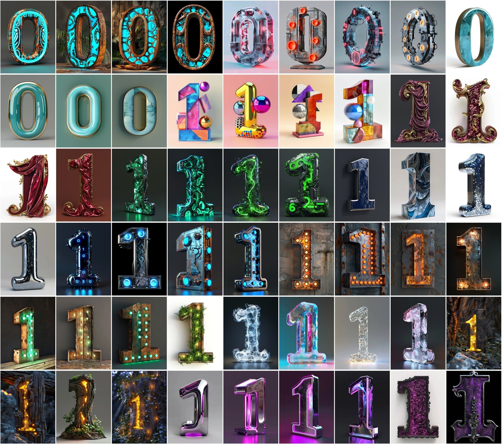 1185 Artistic Numbers Collection: Cyberpunk, Steampunk, and More Digital Download Sumobundle