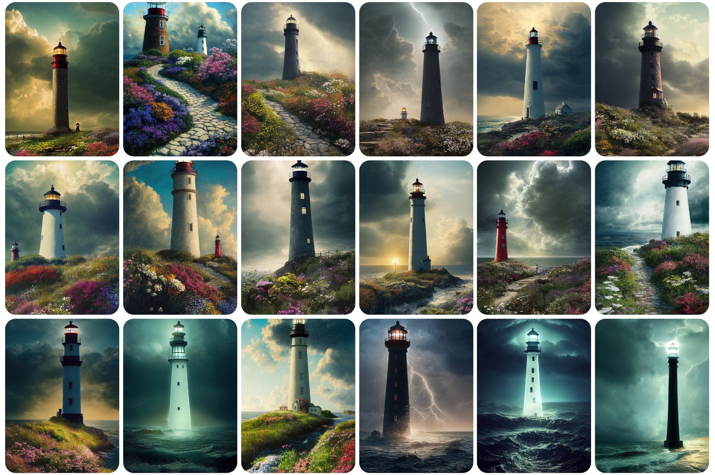 120+ High-Resolution, Printable Lighthouse Images - Perfect for Home Decor, Scrapbooking, and Crafts - Coastal and Nautical Lighthouses Digital Download Sumobundle