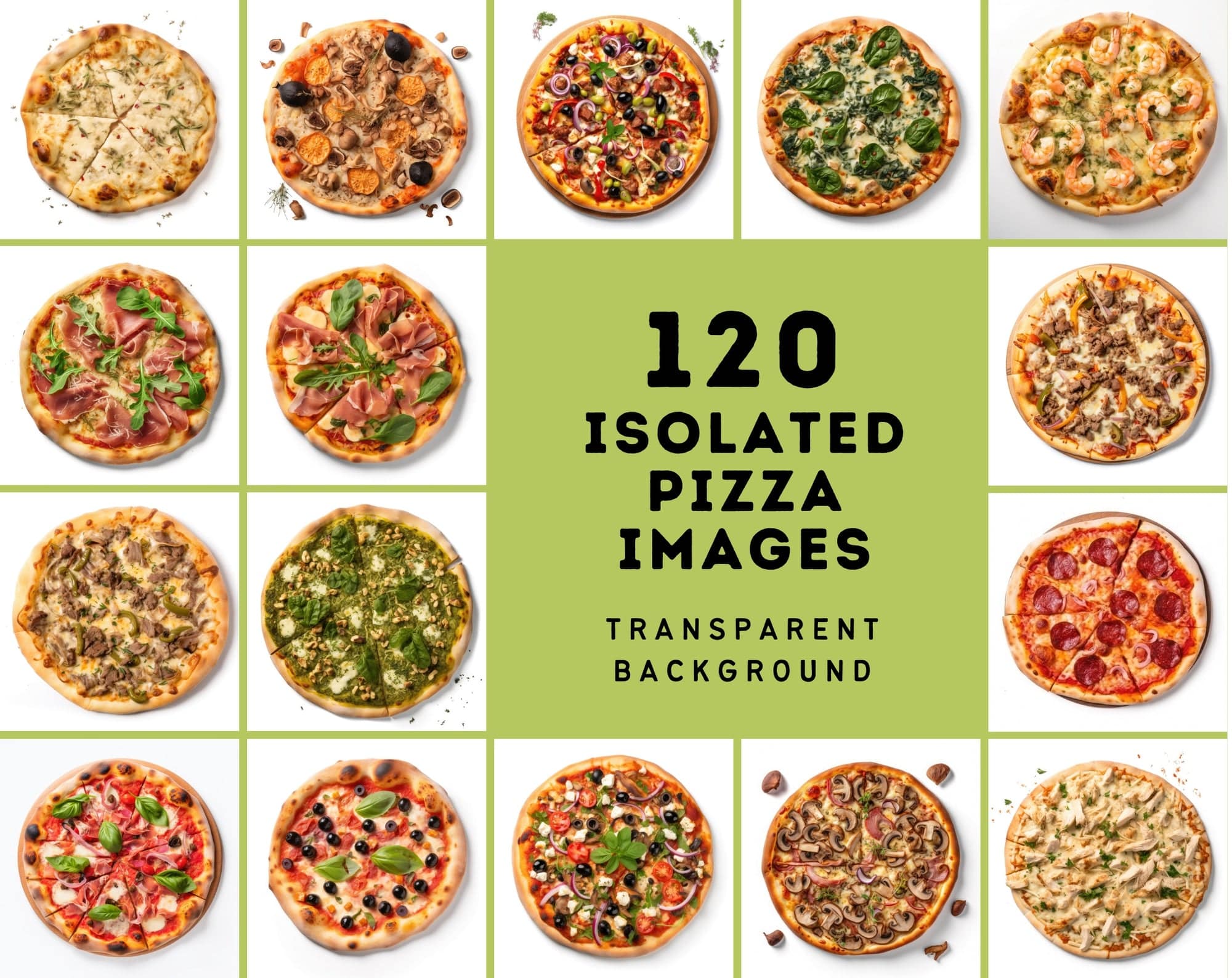 120 Pizza Images with Commercial License - Transparent PNG Digital Download Sumobundle