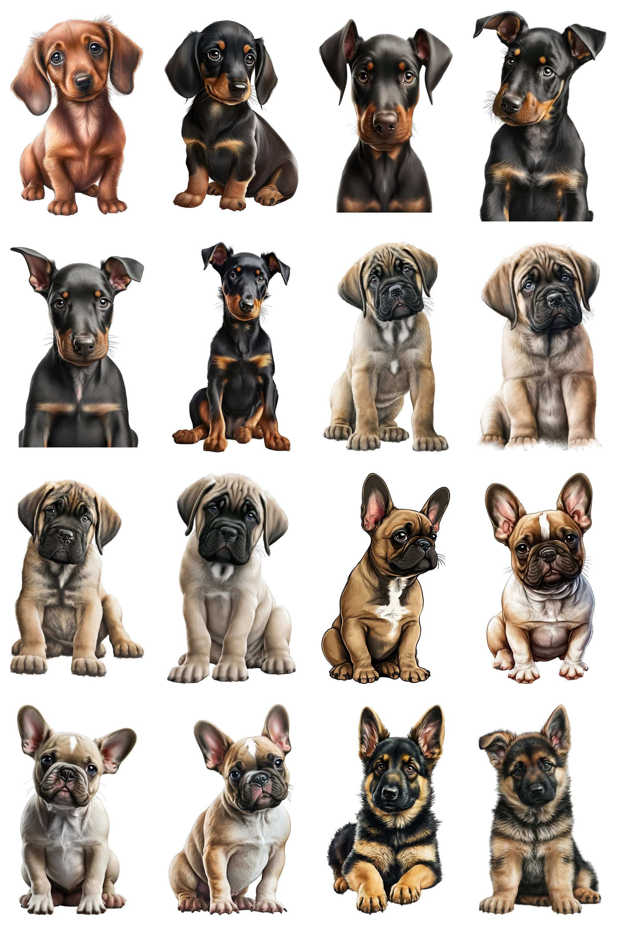 120 PNG Sublimation Puppies, Transparent PNG with dogs, PNG Photoshop Dogs Overlays, Dogs Overlay, Puppy Png, Animals Png, Commercial Digital Download Sumobundle
