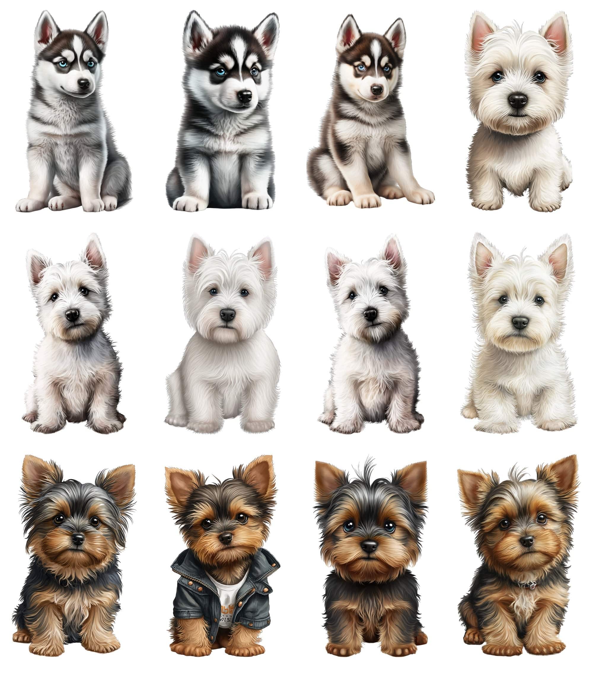 120 PNG Sublimation Puppies, Transparent PNG with dogs, PNG Photoshop Dogs Overlays, Dogs Overlay, Puppy Png, Animals Png, Commercial Digital Download Sumobundle