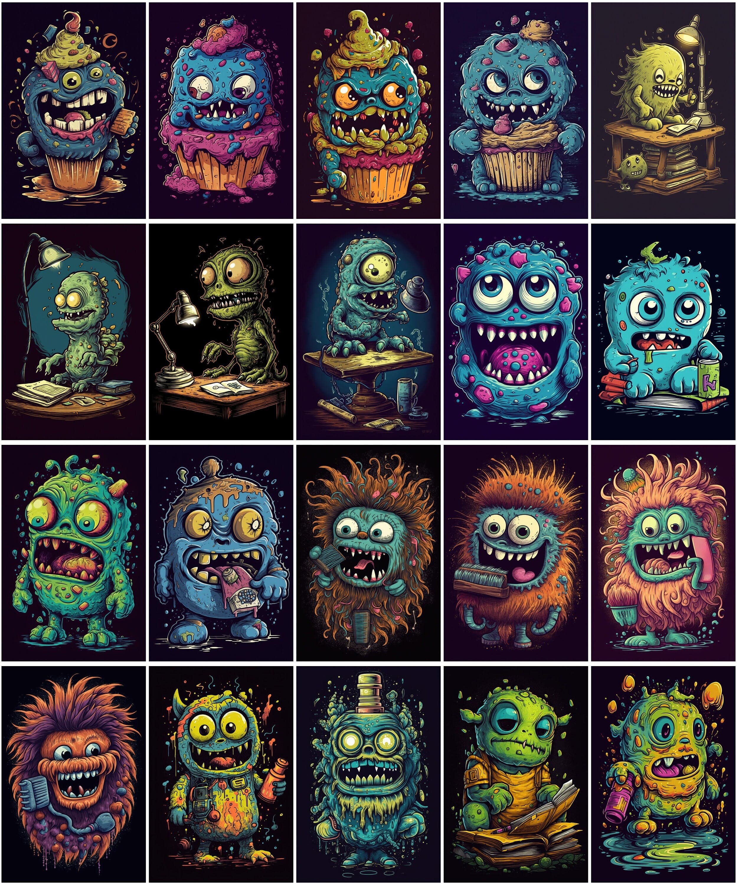140+ Whimsical Funny Monster Designs Bundle – Ideal for T-Shirts, Wall Art, Kids Decor & More Digital Download Sumobundle