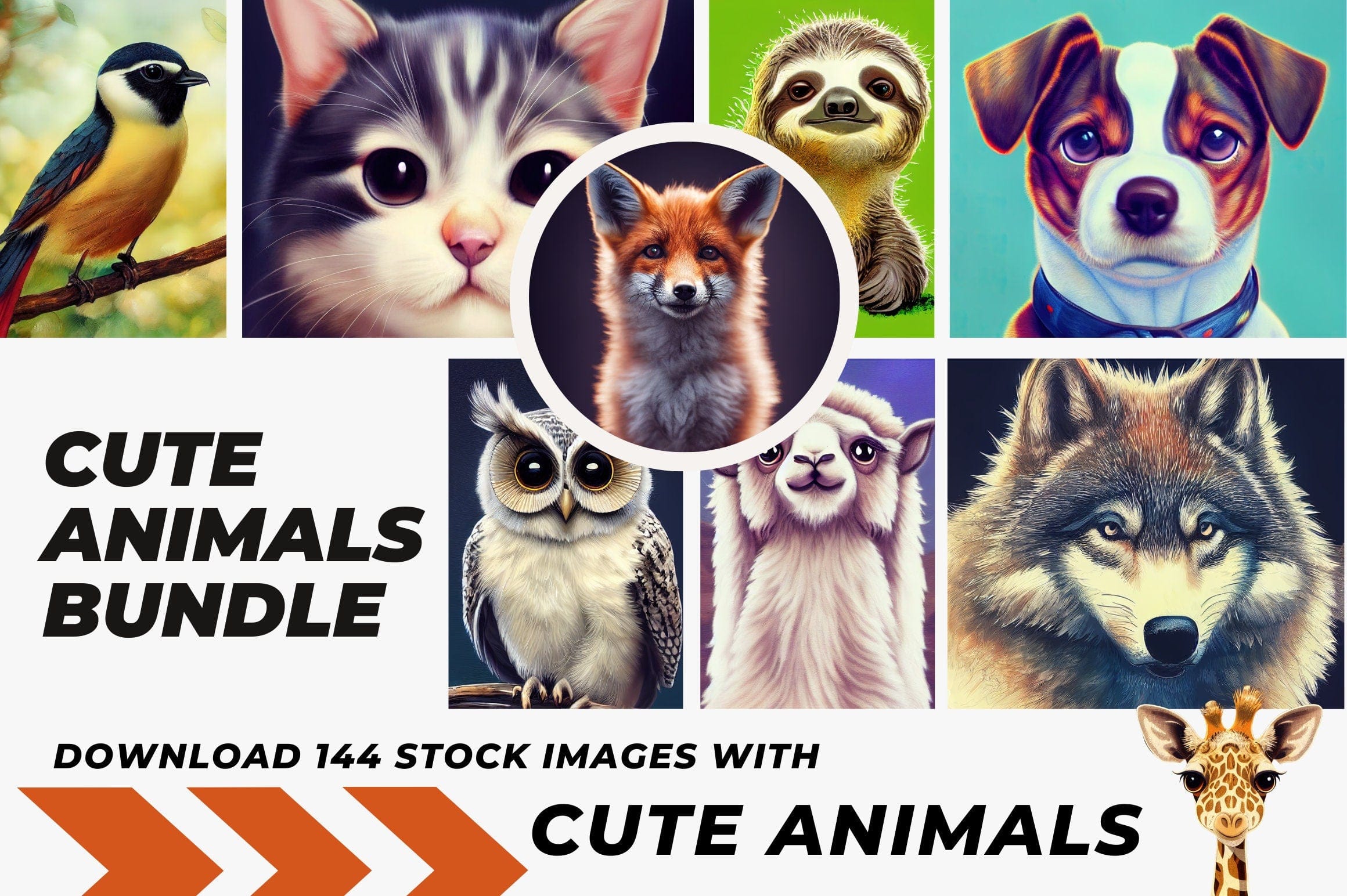 144 Stock Images with Cute and Funny Animals Digital Download Sumobundle