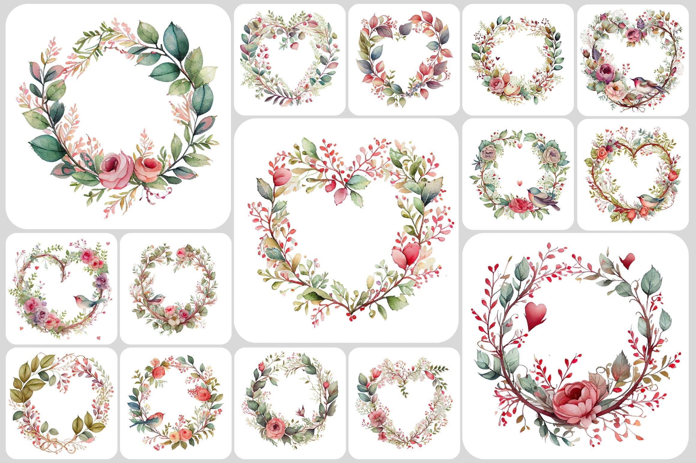 180+ Stunning Floral Wreath Transparent Images - | Wedding | Valentines | Bouquet | Floral | Clipart | Plants | Digital PNG download Digital Download Sumobundle
