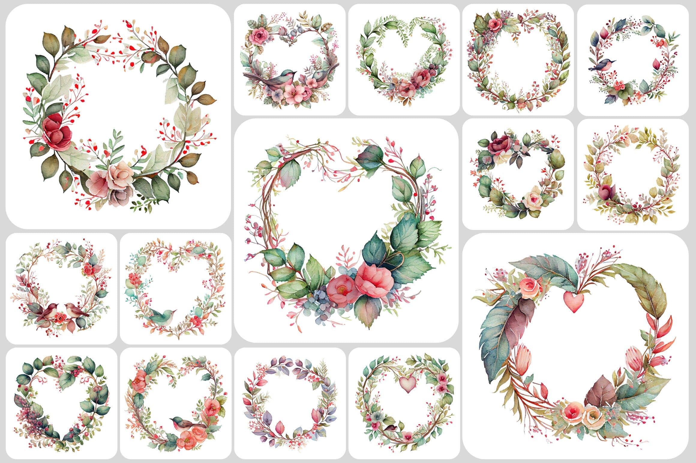 180+ Stunning Floral Wreath Transparent Images - | Wedding | Valentines | Bouquet | Floral | Clipart | Plants | Digital PNG download Digital Download Sumobundle