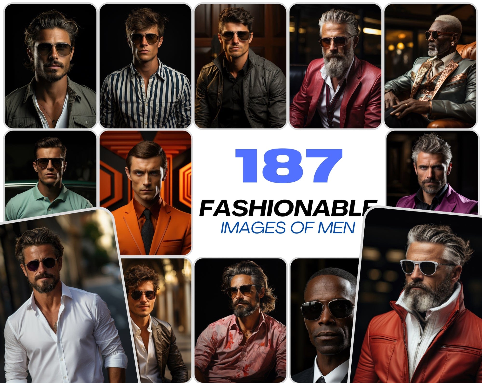 187 Premium PNG Images of Fashionable Men, Colorful High-Resolution Portraits, Commercial License Included Digital Download Sumobundle