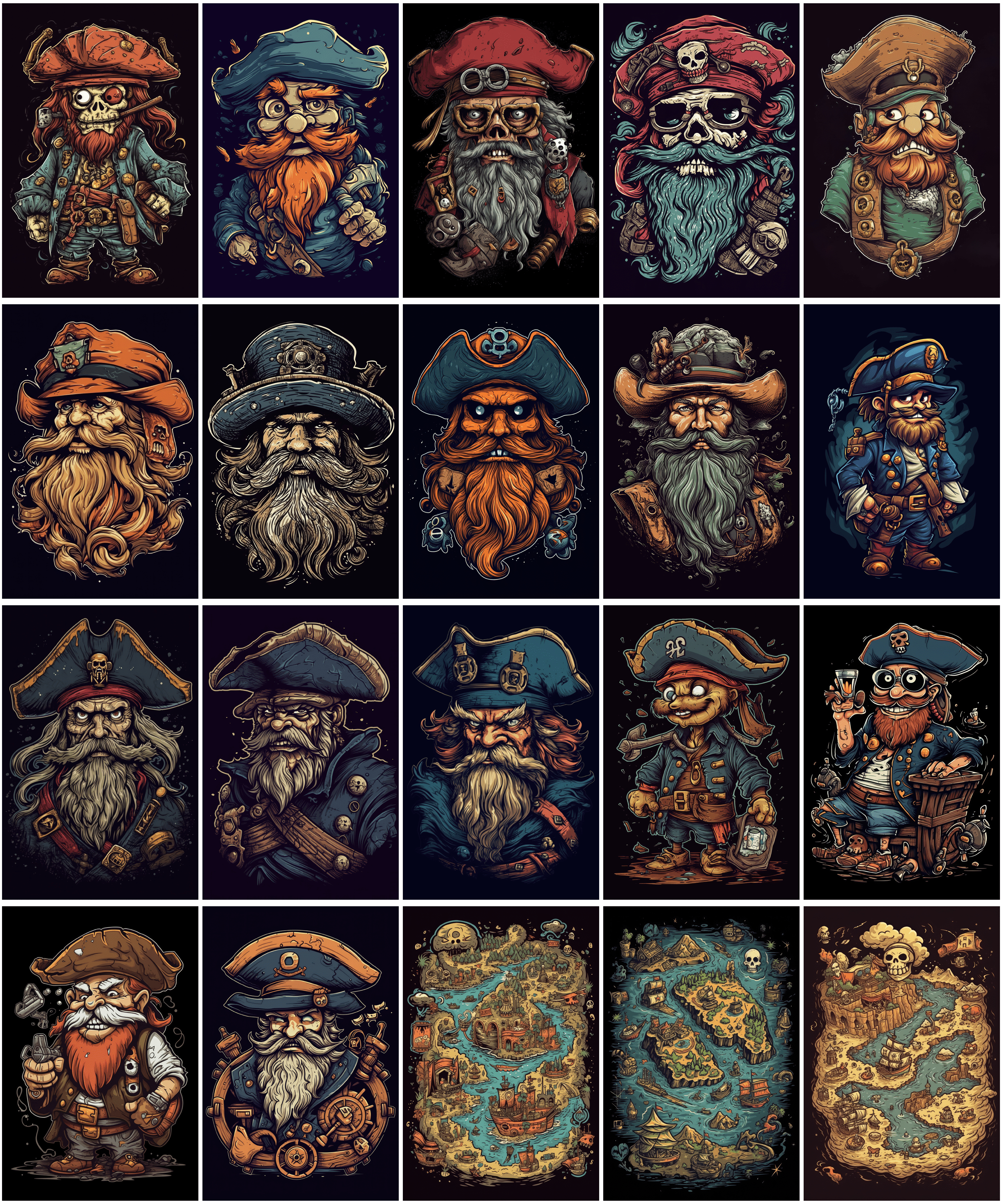 190 Commercial-Use Graphics Featuring Pirates, Skulls in High Resolution Digital Download Sumobundle