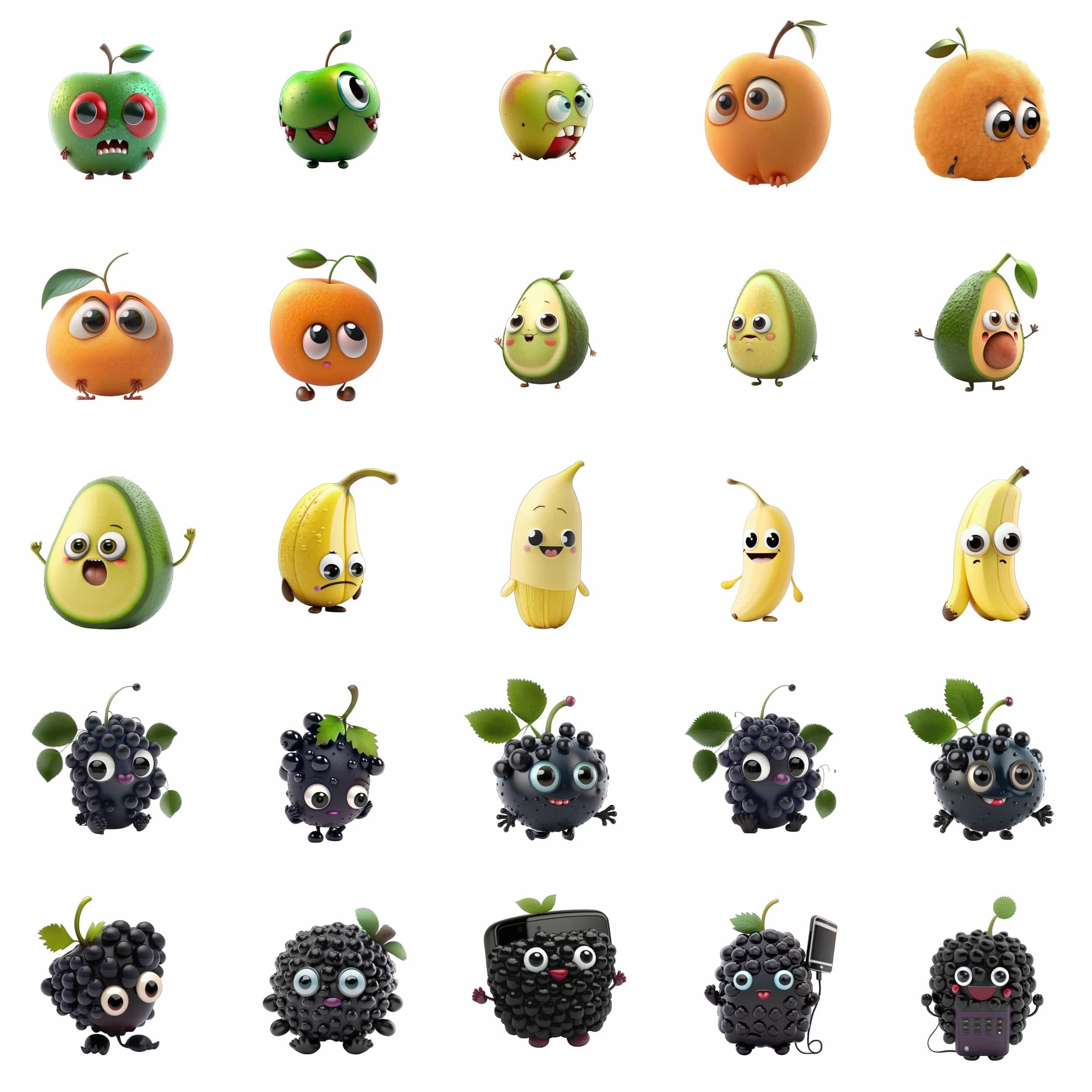 190 Funny Fruit Images Bundle, PNGs with Transparent Background for Social Media, Scrapbooking, Commercial License, Fruits No Background Digital Download Sumobundle