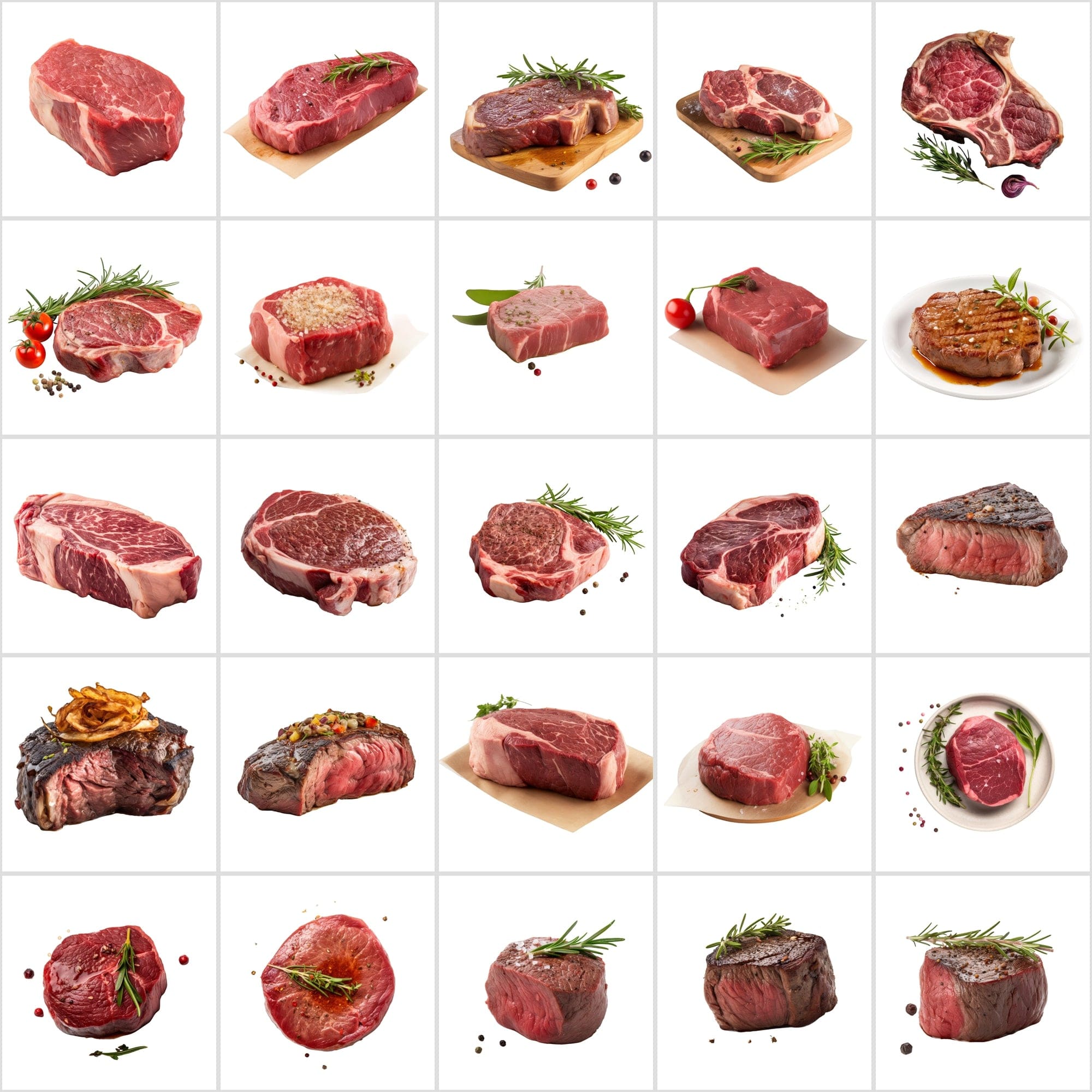 190 Steak and Meat Cut Images with Transparent Background Digital Download Sumobundle