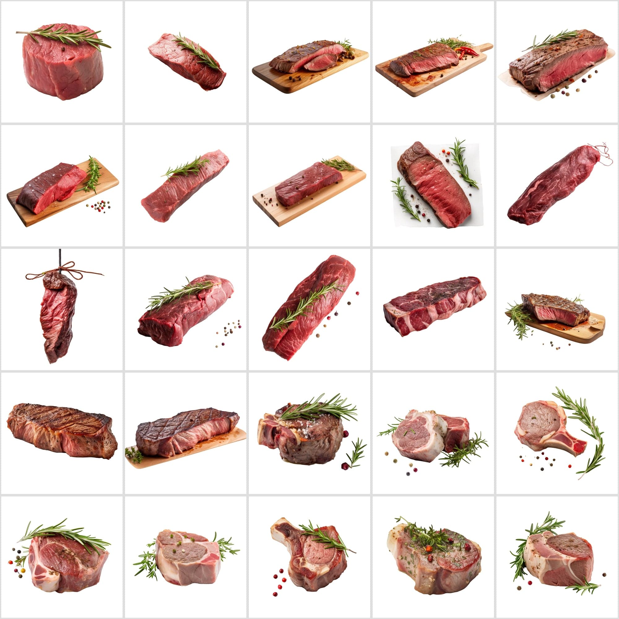 190 Steak and Meat Cut Images with Transparent Background Digital Download Sumobundle