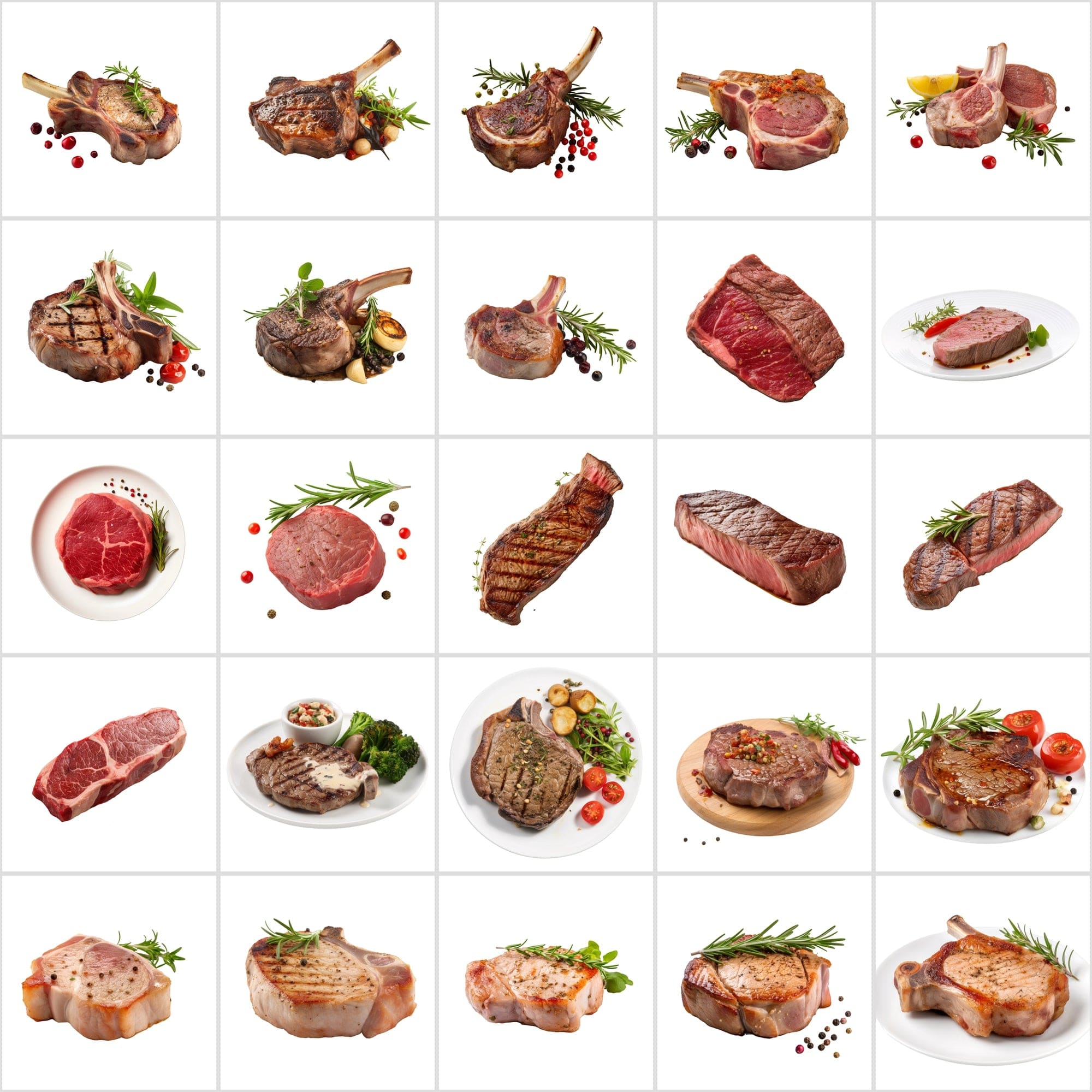 190 Steak and Meat Cut Images with Transparent Background Digital Download Sumobundle
