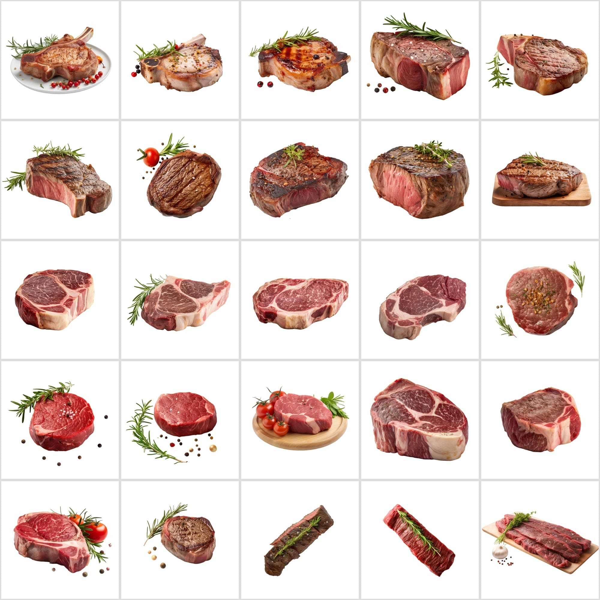 190 Steak and Meat Cut Images with Transparent Background Digital Download Sumobundle