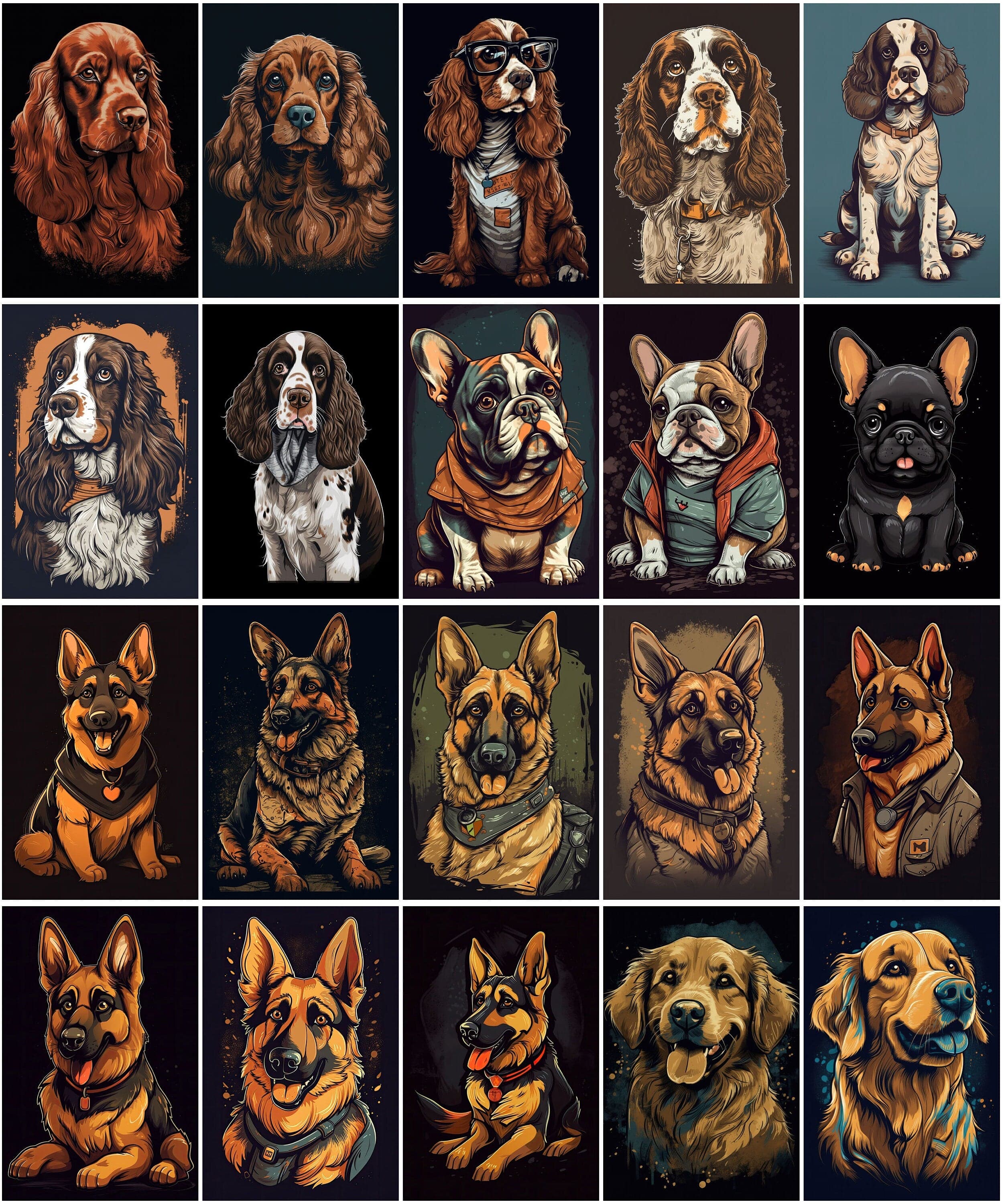 196 Adorable Cartoon Dog Breed T-Shirt Design Bundle, Cute Dog Lover Apparel Graphics, Instant Download Digital Download Sumobundle