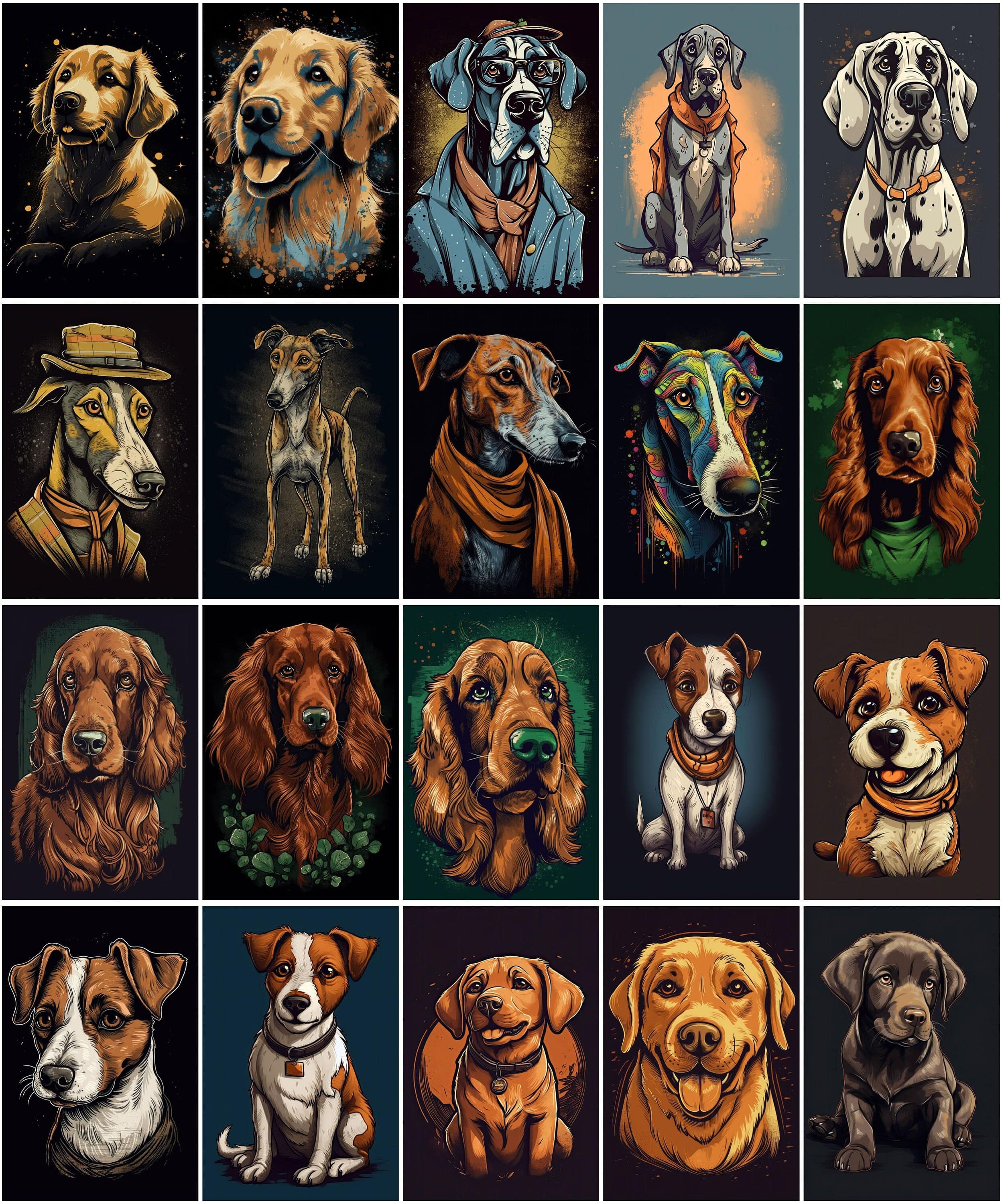 196 Adorable Cartoon Dog Breed T-Shirt Design Bundle, Cute Dog Lover Apparel Graphics, Instant Download Digital Download Sumobundle