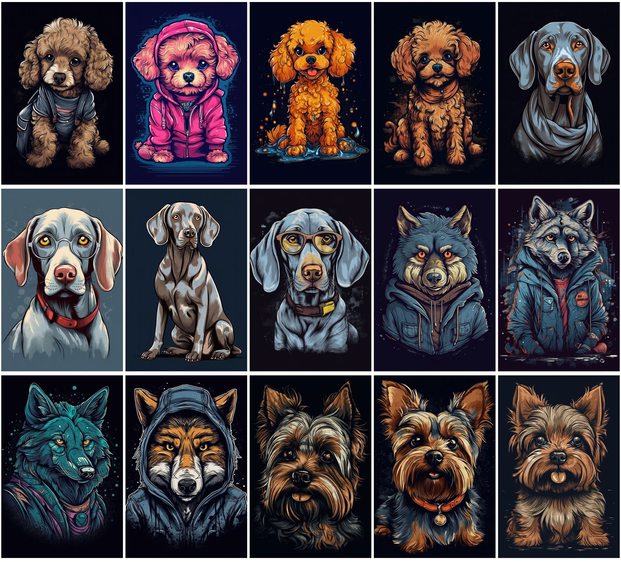 196 Adorable Cartoon Dog Breed T-Shirt Design Bundle, Cute Dog Lover Apparel Graphics, Instant Download Digital Download Sumobundle