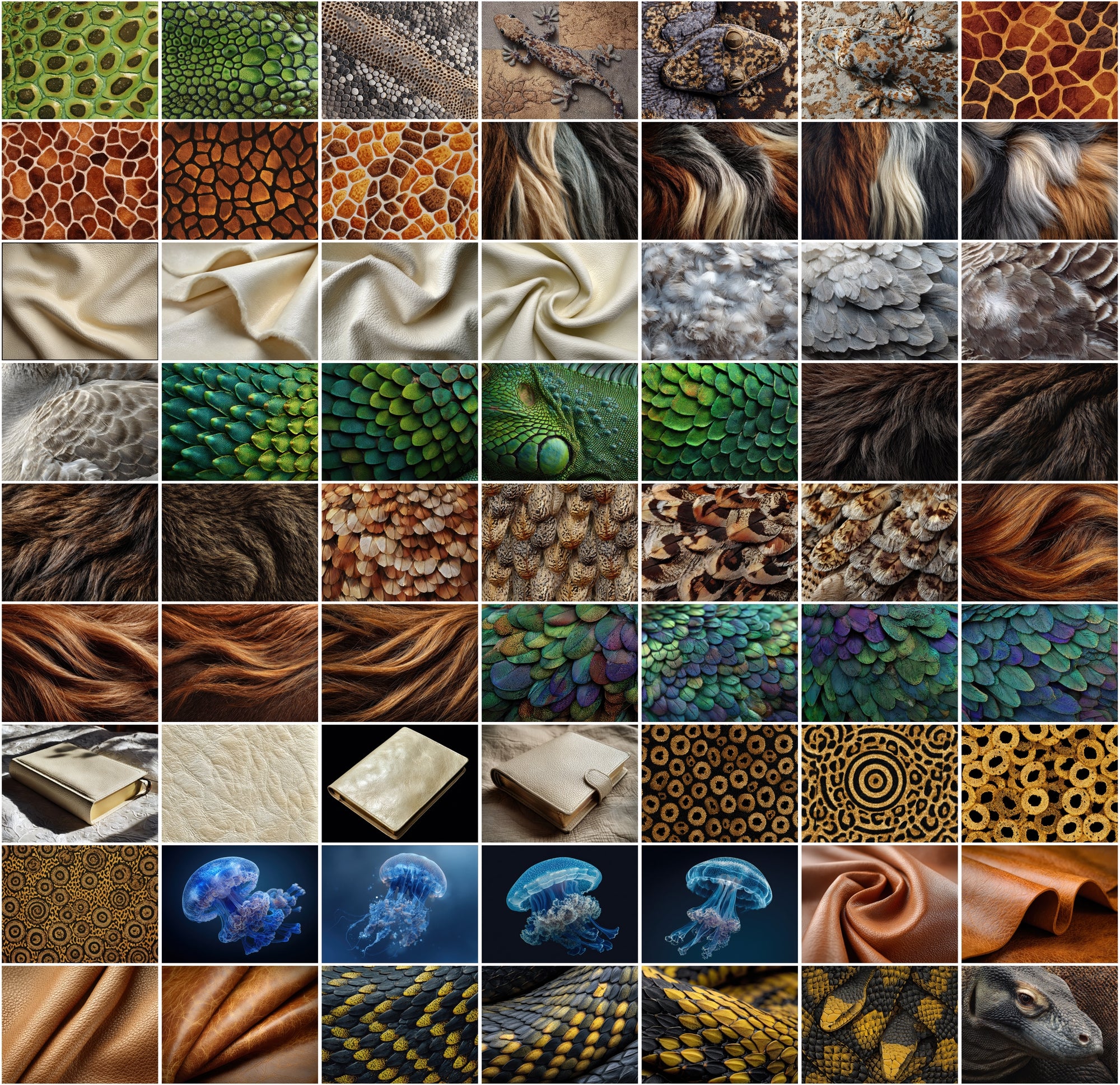 1120 Ultra High-Resolution Textures Mega Bundle – 2-in-1 Collection: Natural, Fabric, Leather, Animal, and Material Patterns