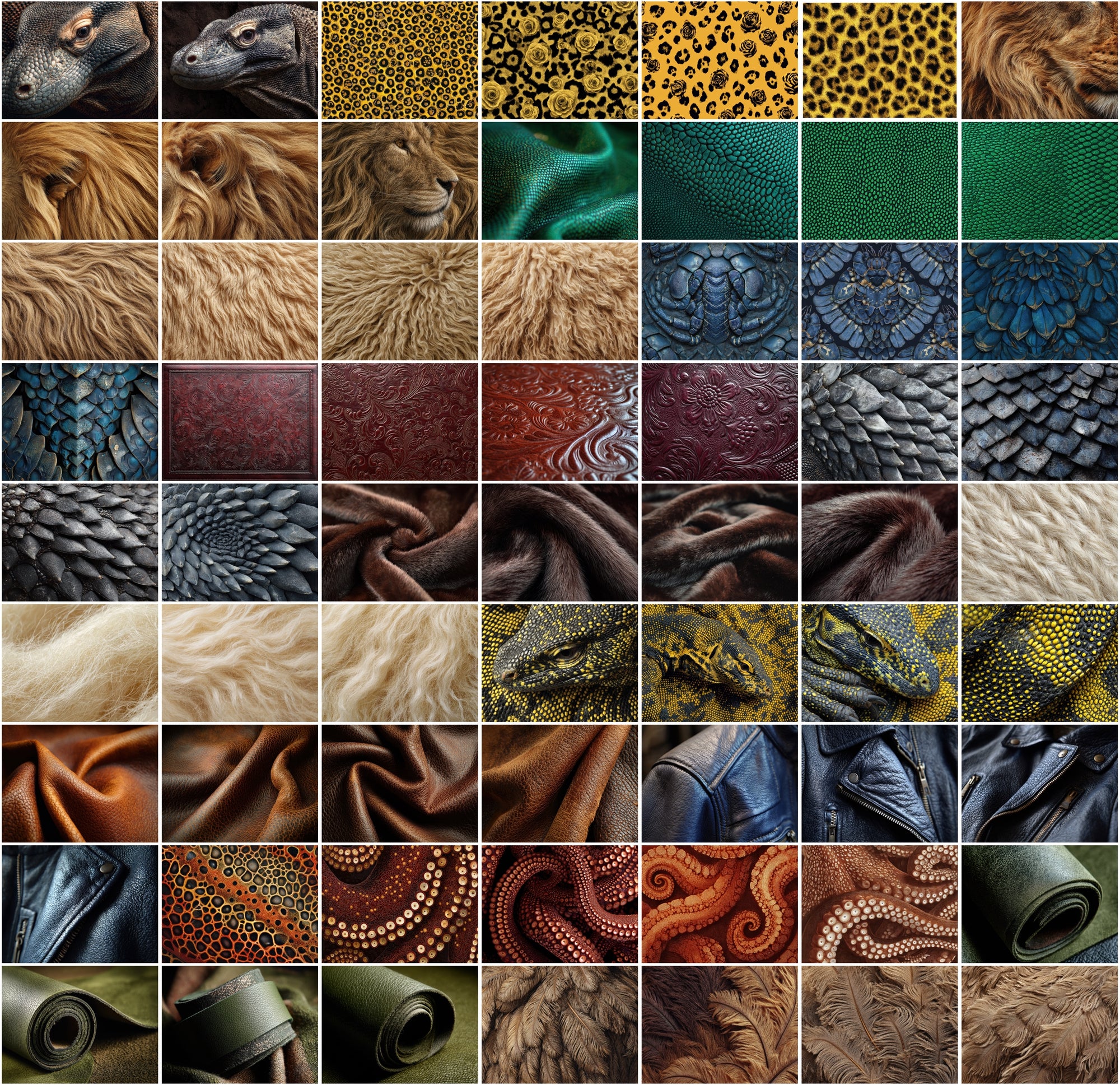 1120 Ultra High-Resolution Textures Mega Bundle – 2-in-1 Collection: Natural, Fabric, Leather, Animal, and Material Patterns