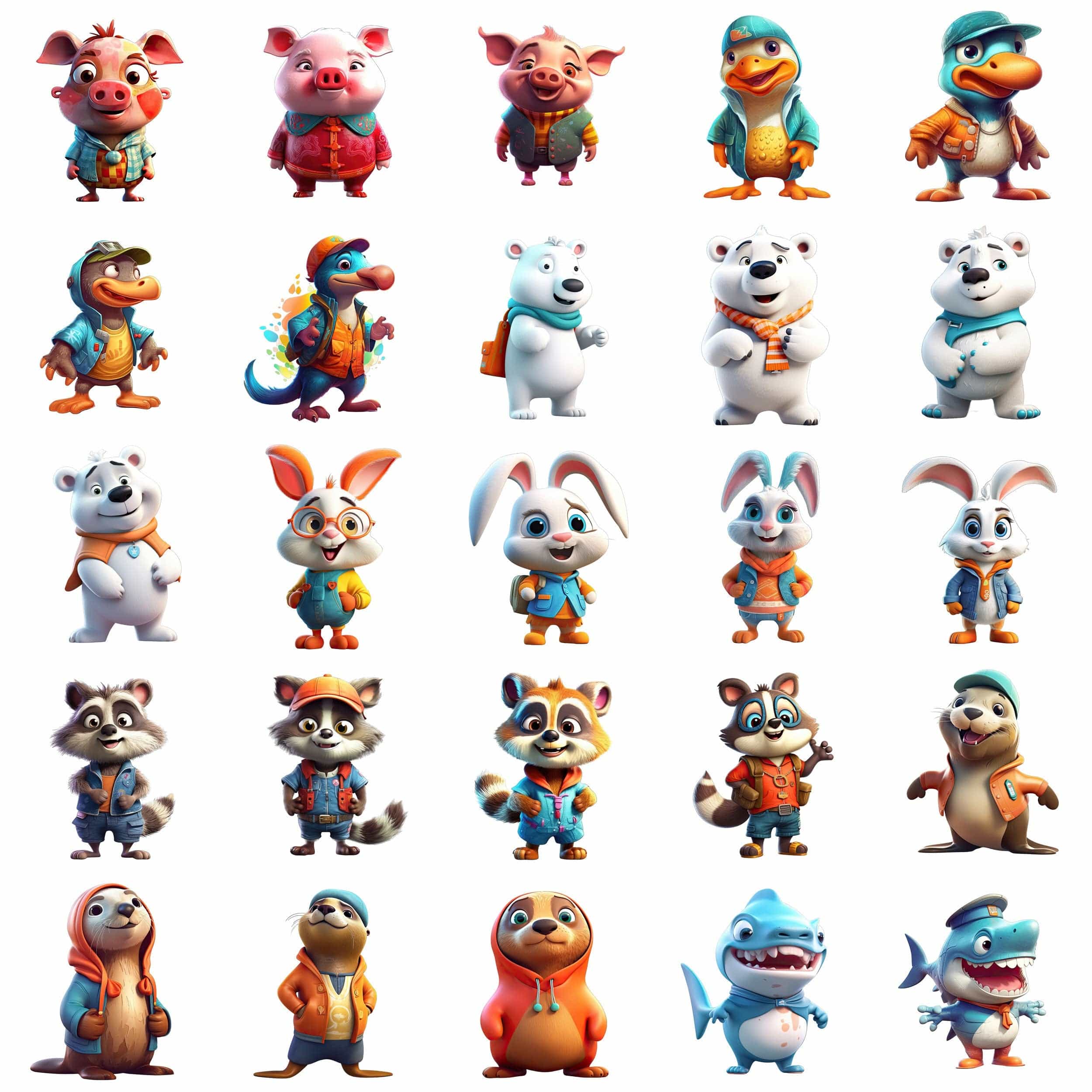 200 Adorable 3D Animal Clipart Bundle, Cute Transparent Background Images, Perfect for DIY Crafts, Scrapbooking & More Digital Download Sumobundle