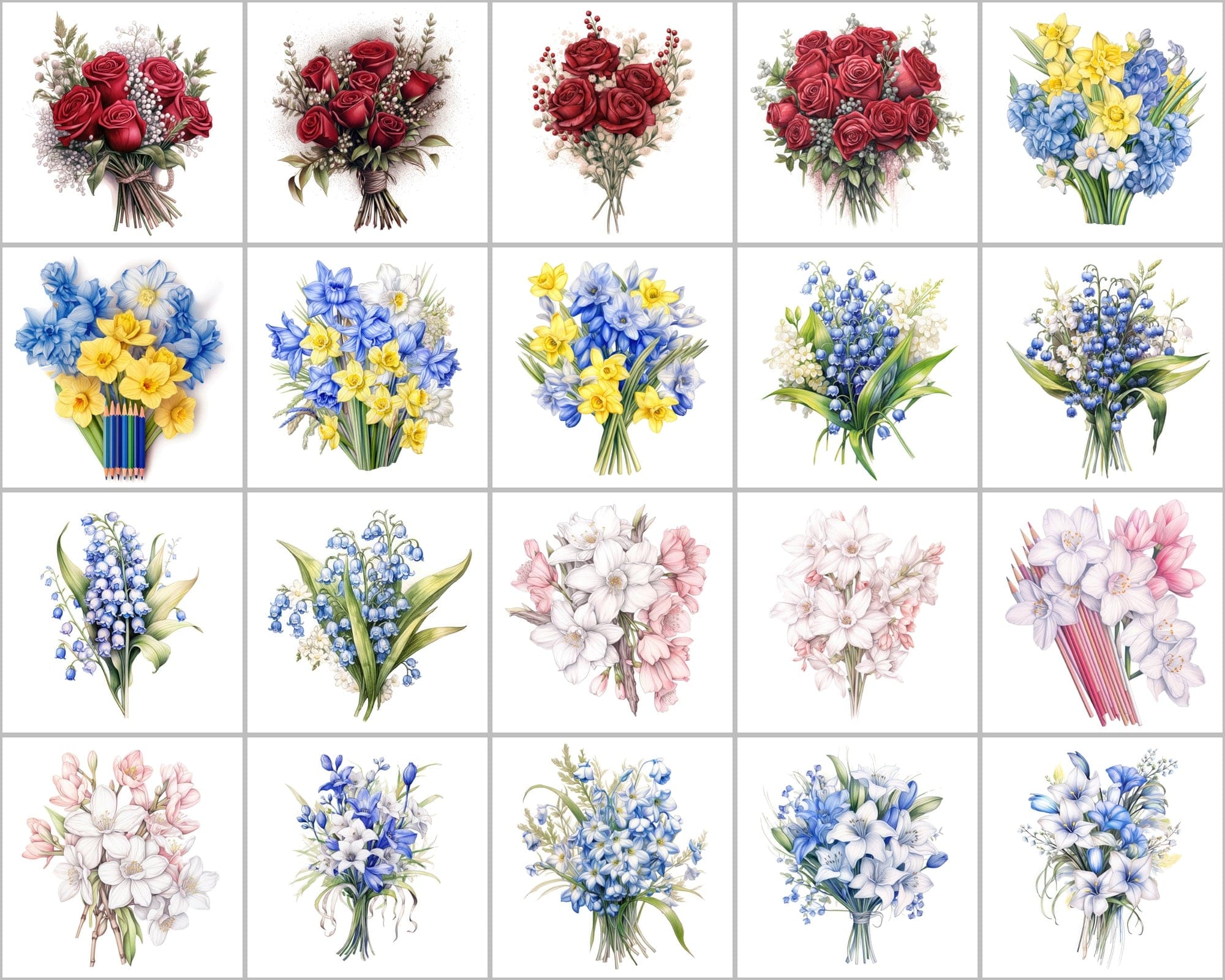 200 Watercolor Flower Bouquet PNGs for Your Artistic Creations Digital Download Sumobundle