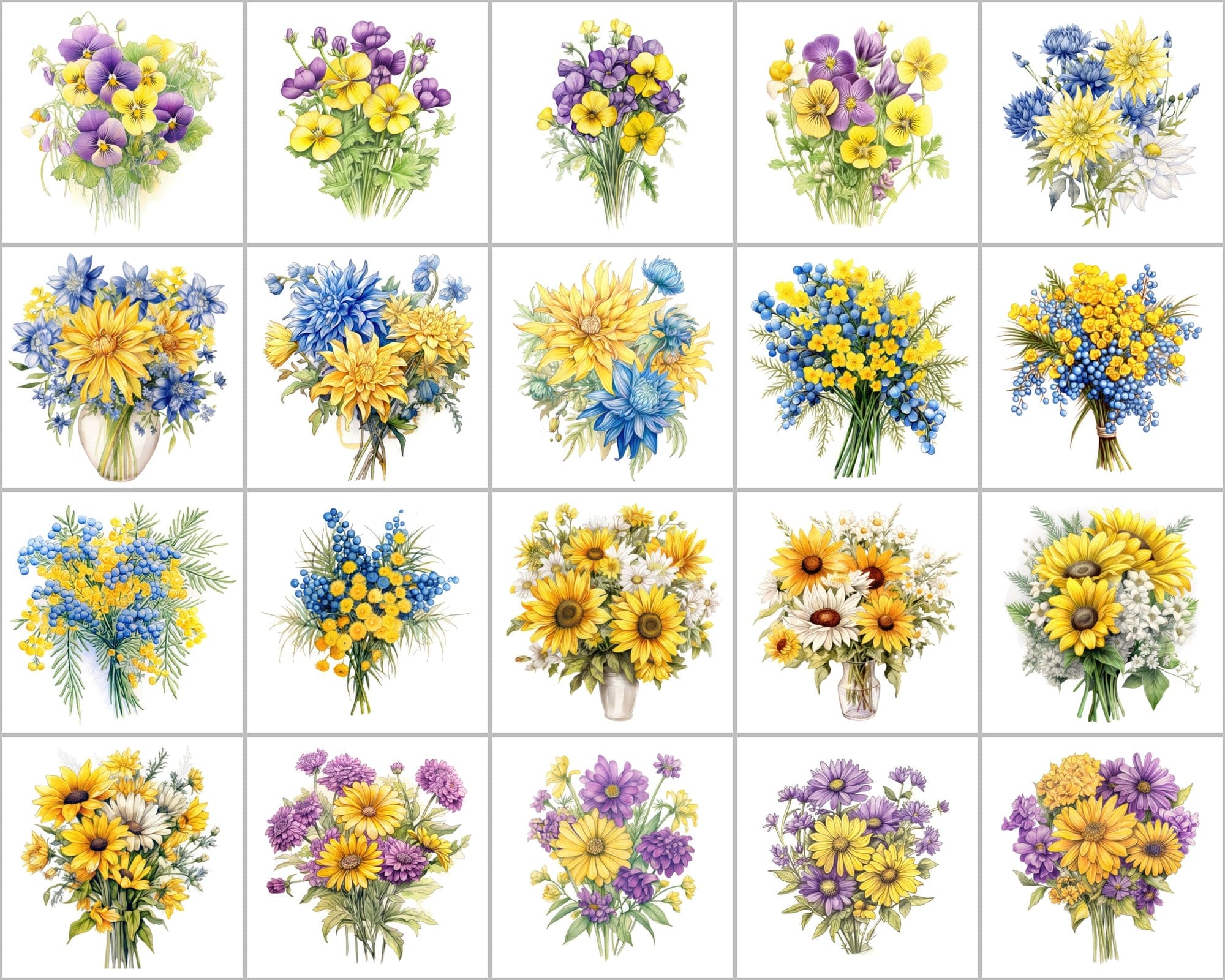 200 Watercolor Flower Bouquet PNGs for Your Artistic Creations Digital Download Sumobundle