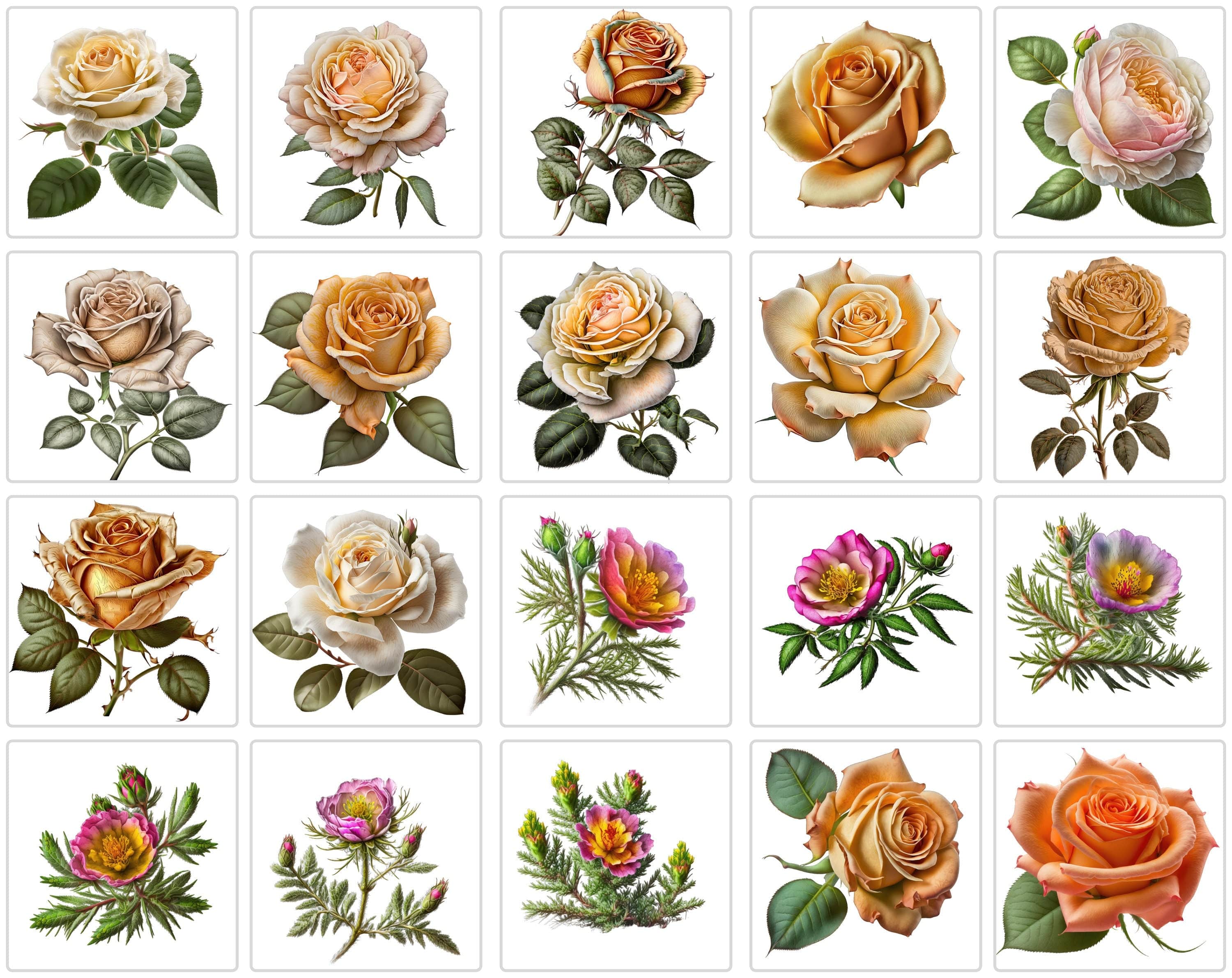 240 Flowers Transparent PNG, Floral Clipart Bundle Includes Roses, Printable Digital Roses, Commercial Use Digital Download Sumobundle