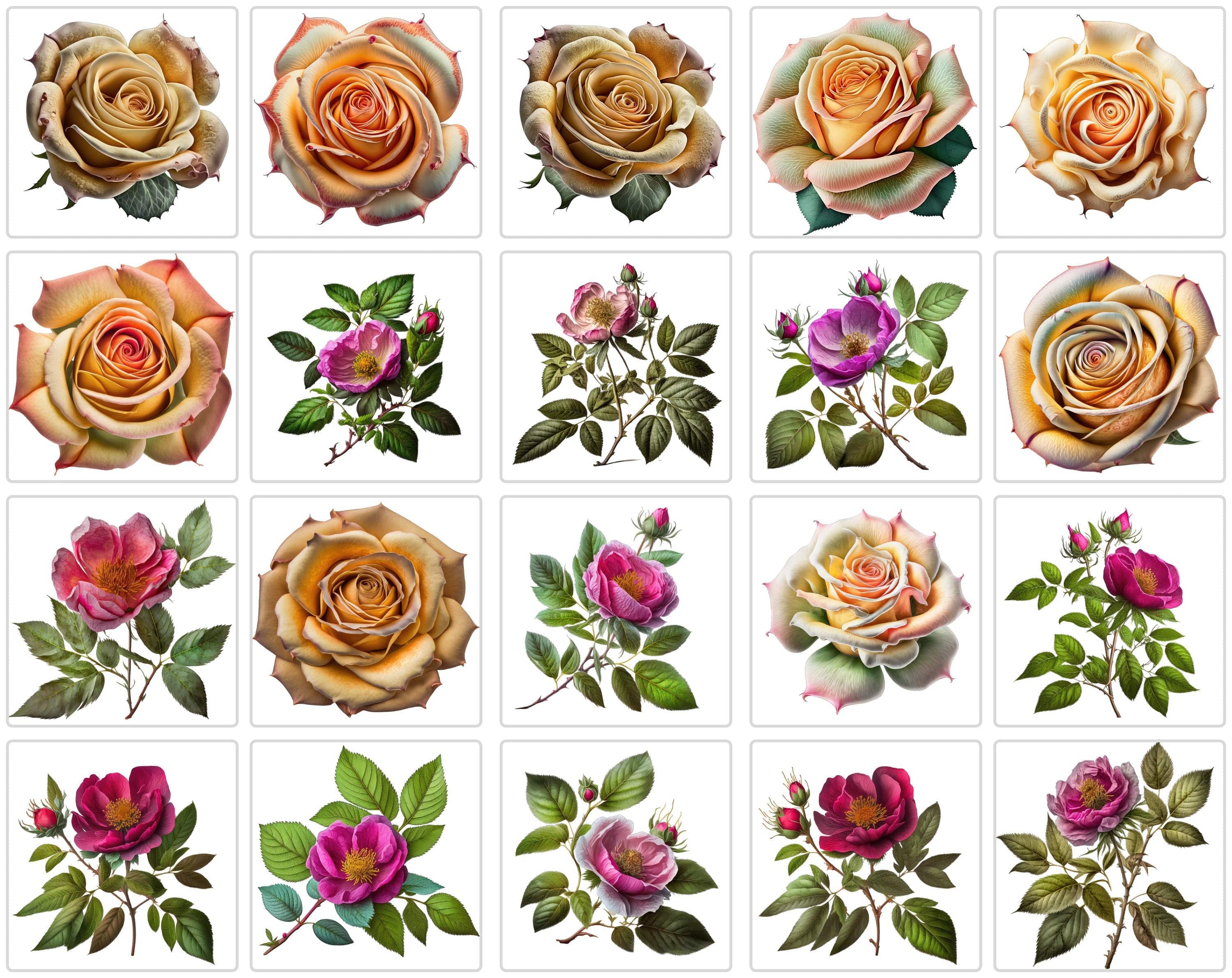 240 Flowers Transparent PNG, Floral Clipart Bundle Includes Roses, Printable Digital Roses, Commercial Use Digital Download Sumobundle