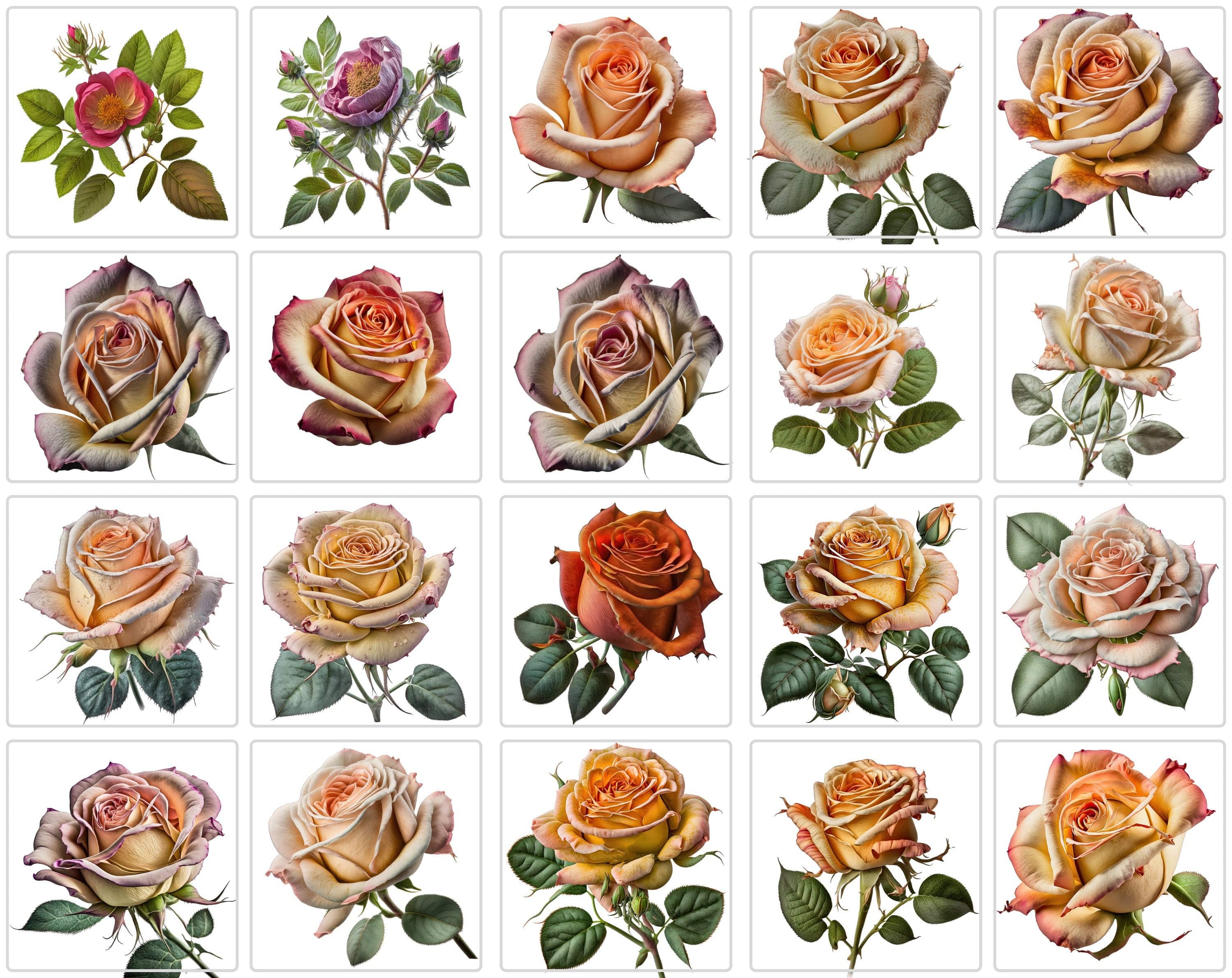 240 Flowers Transparent PNG, Floral Clipart Bundle Includes Roses, Printable Digital Roses, Commercial Use Digital Download Sumobundle