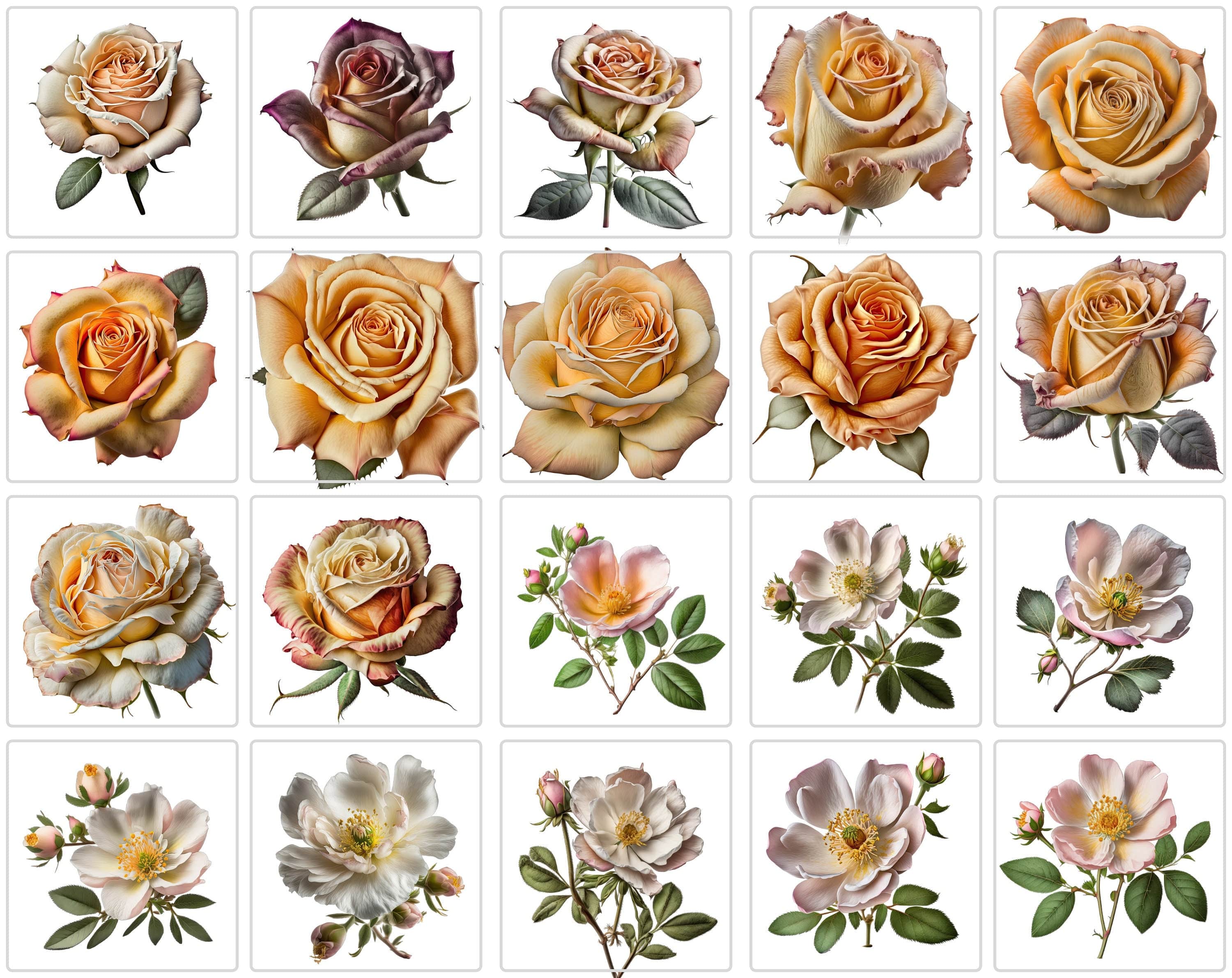 240 Flowers Transparent PNG, Floral Clipart Bundle Includes Roses, Printable Digital Roses, Commercial Use Digital Download Sumobundle