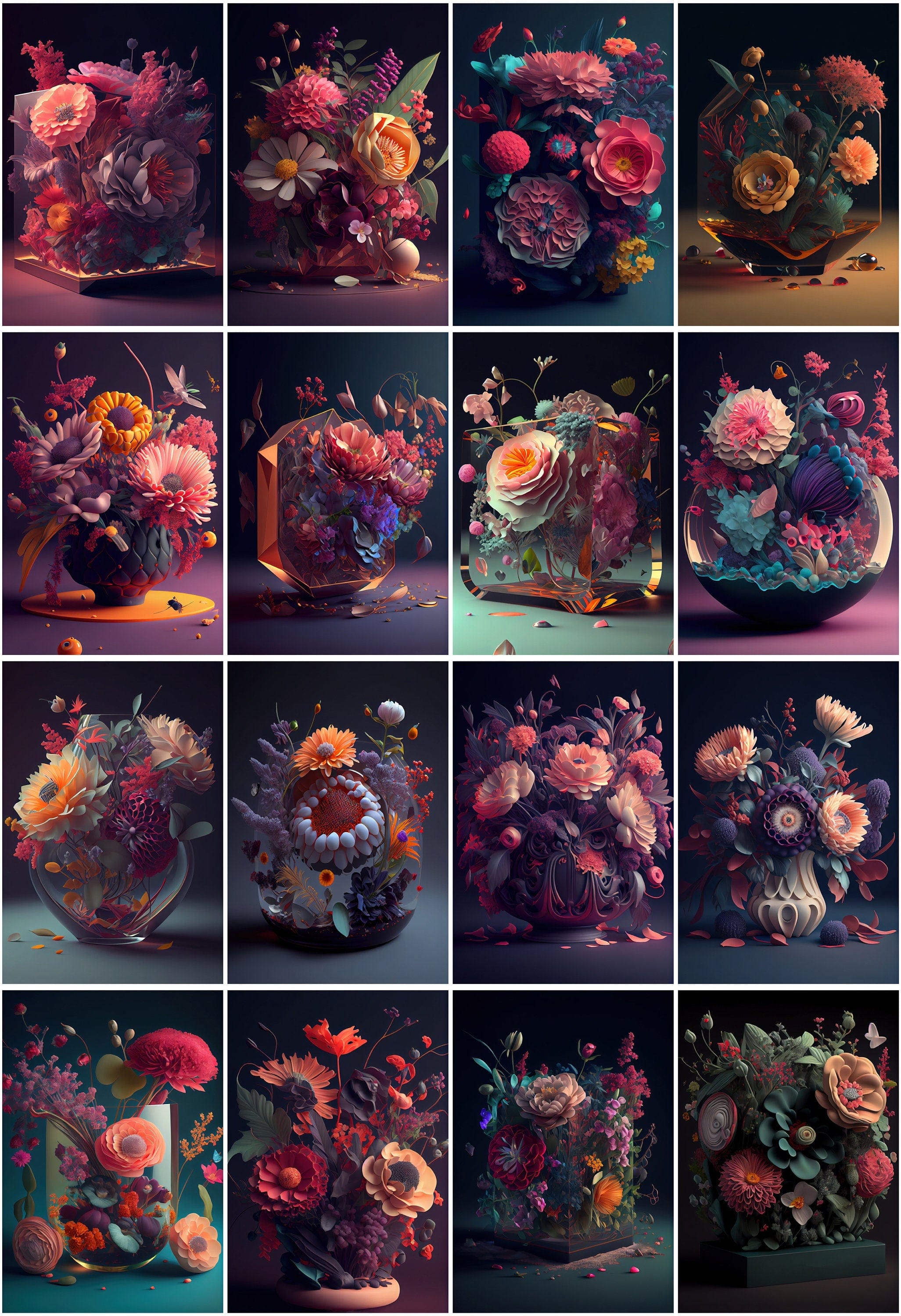 250 Image Bundle Featuring Gorgeous Floral Arrangements - Elevate Your Wall Art and Add a Technical Touch to Your Creative Projects Digital Download Sumobundle